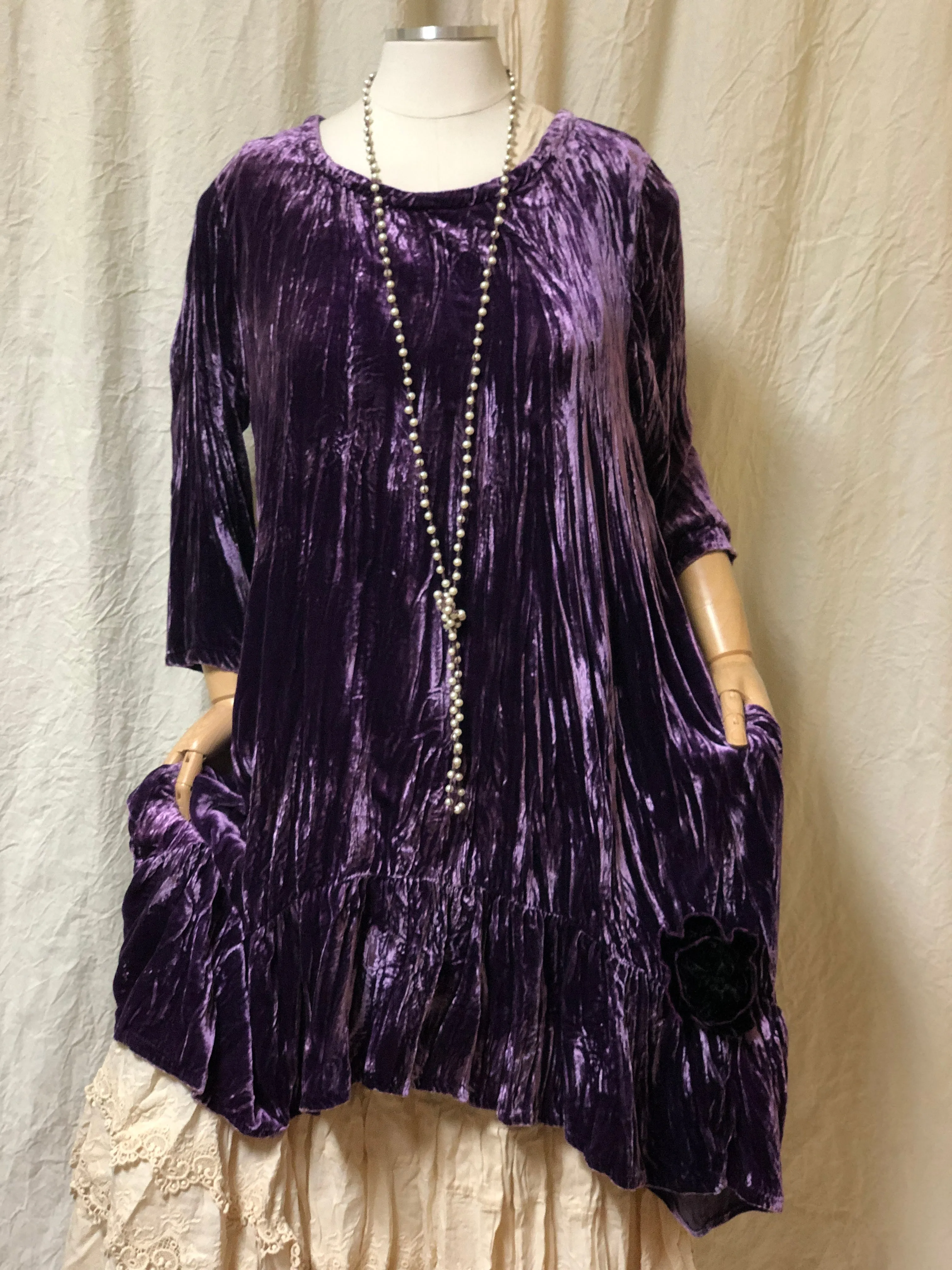 Cora Top Velvet with Flower Detail