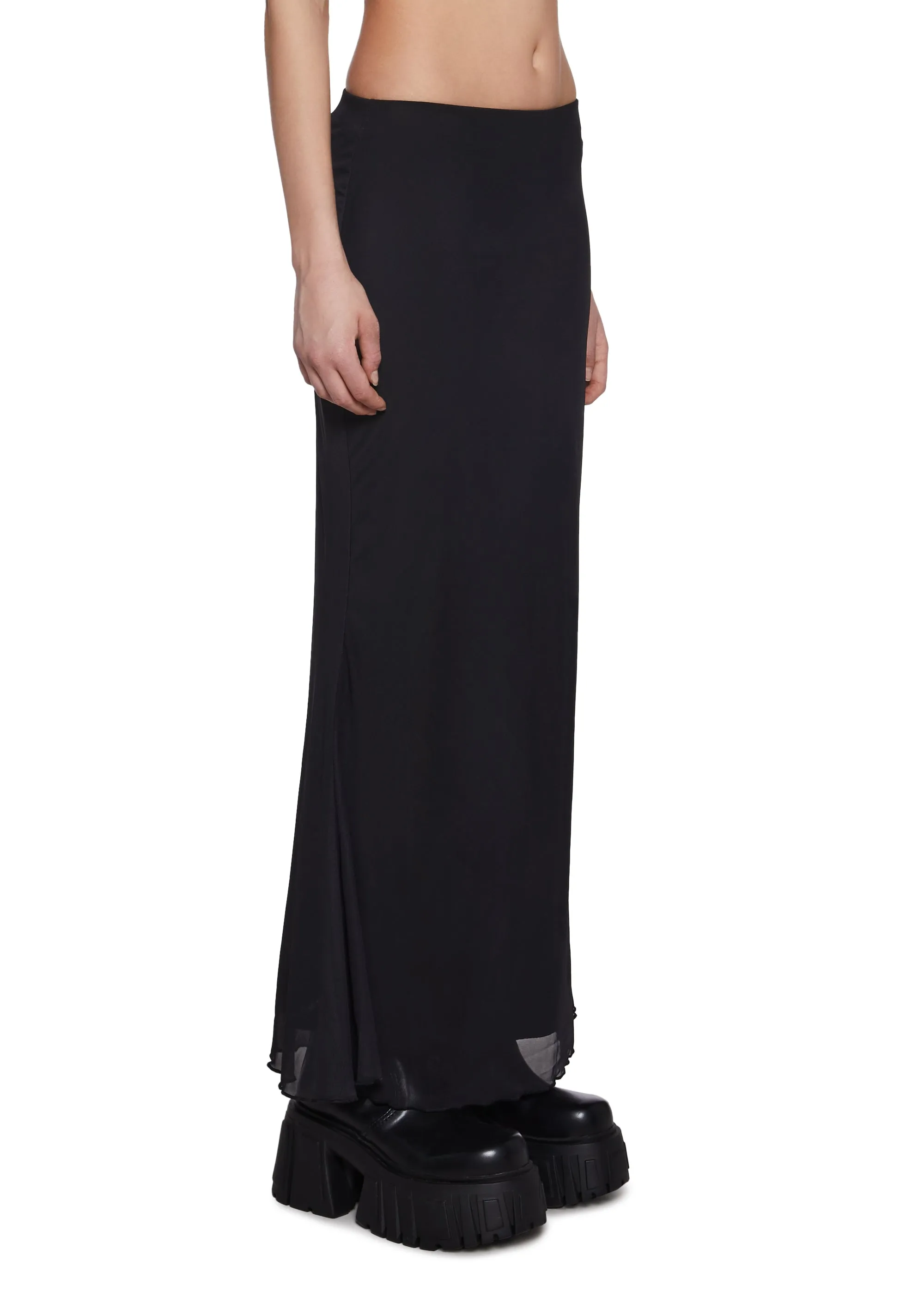 Corset Print Mesh Maxi Skirt