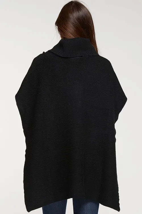 Cozy Turtle Neck Poncho Sweater