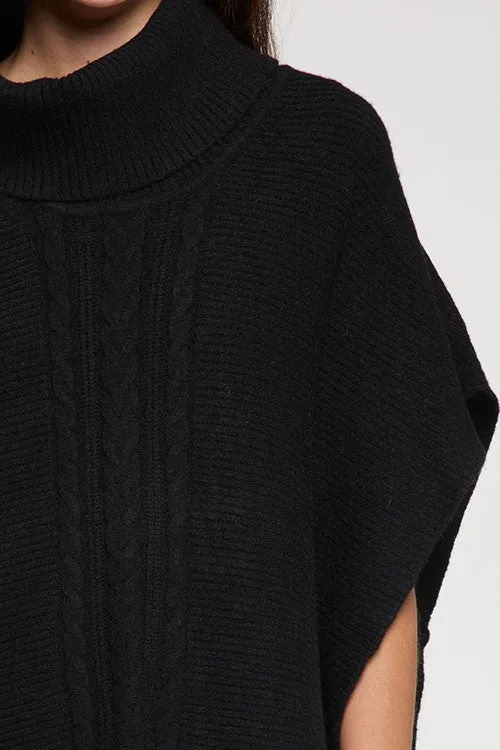 Cozy Turtle Neck Poncho Sweater