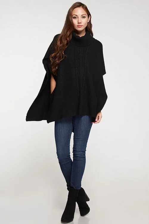 Cozy Turtle Neck Poncho Sweater