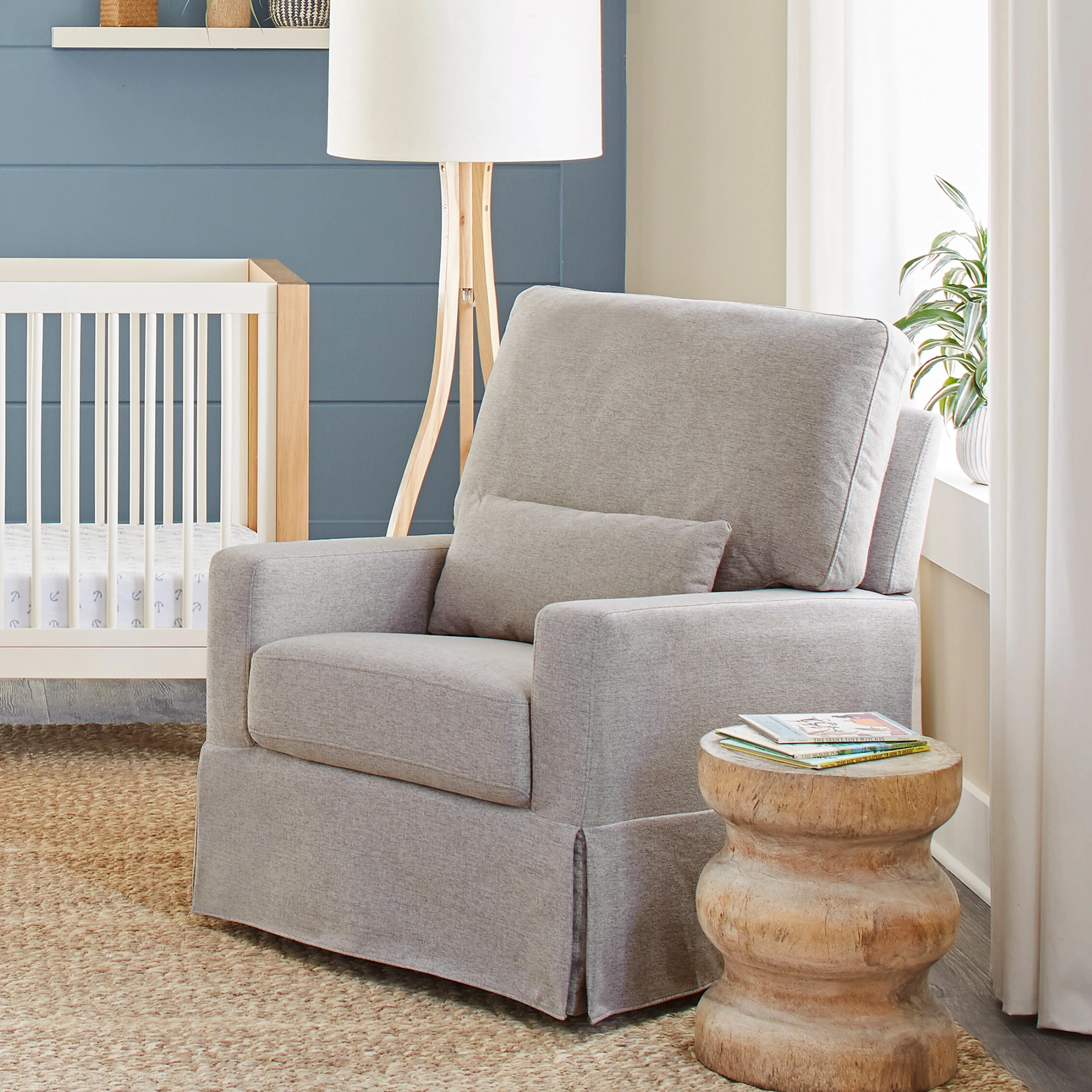 Crawford Pillowback Comfort Swivel Glider in Eco-Performance Fabric | Water Repellent & Stain Resistant