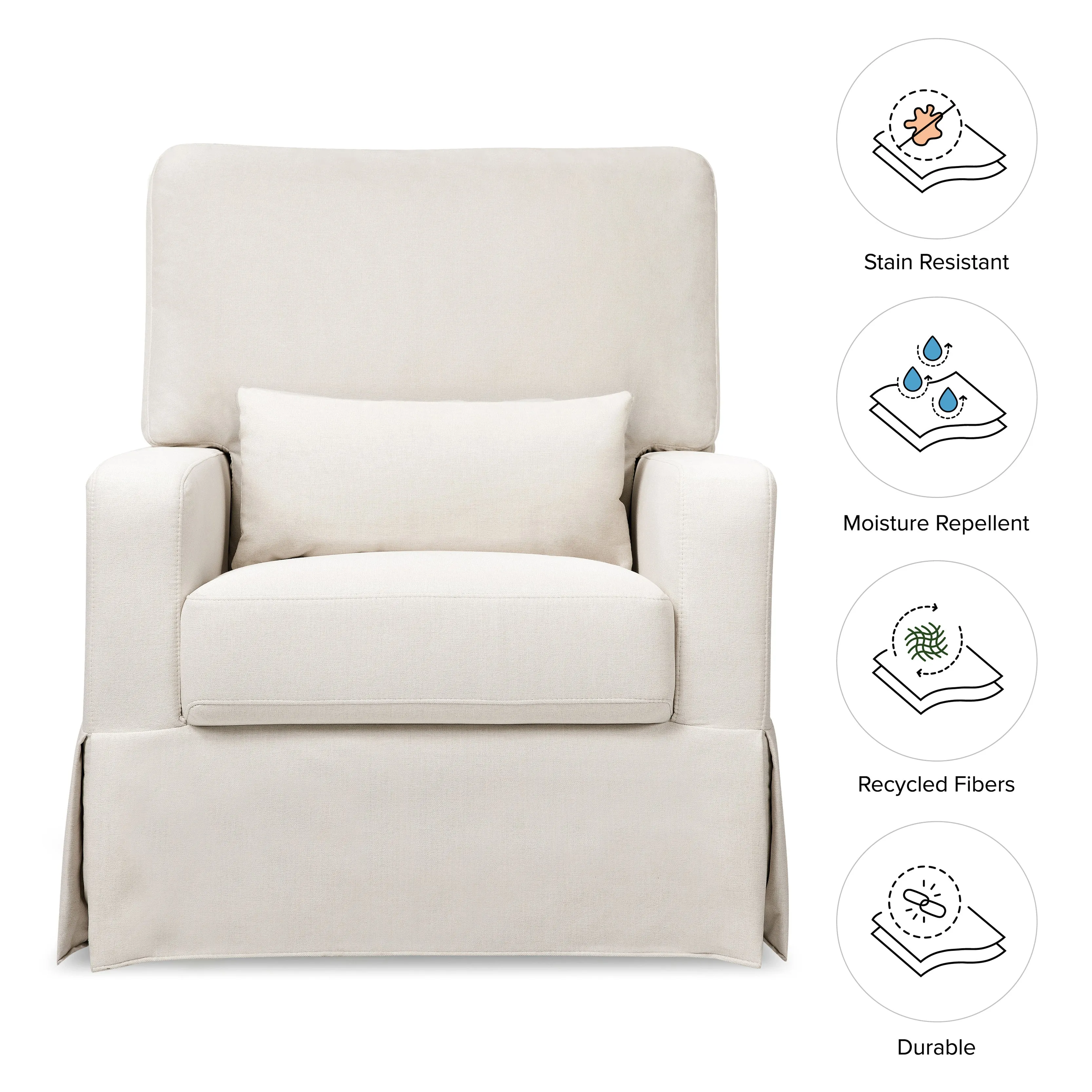 Crawford Pillowback Comfort Swivel Glider in Eco-Performance Fabric | Water Repellent & Stain Resistant