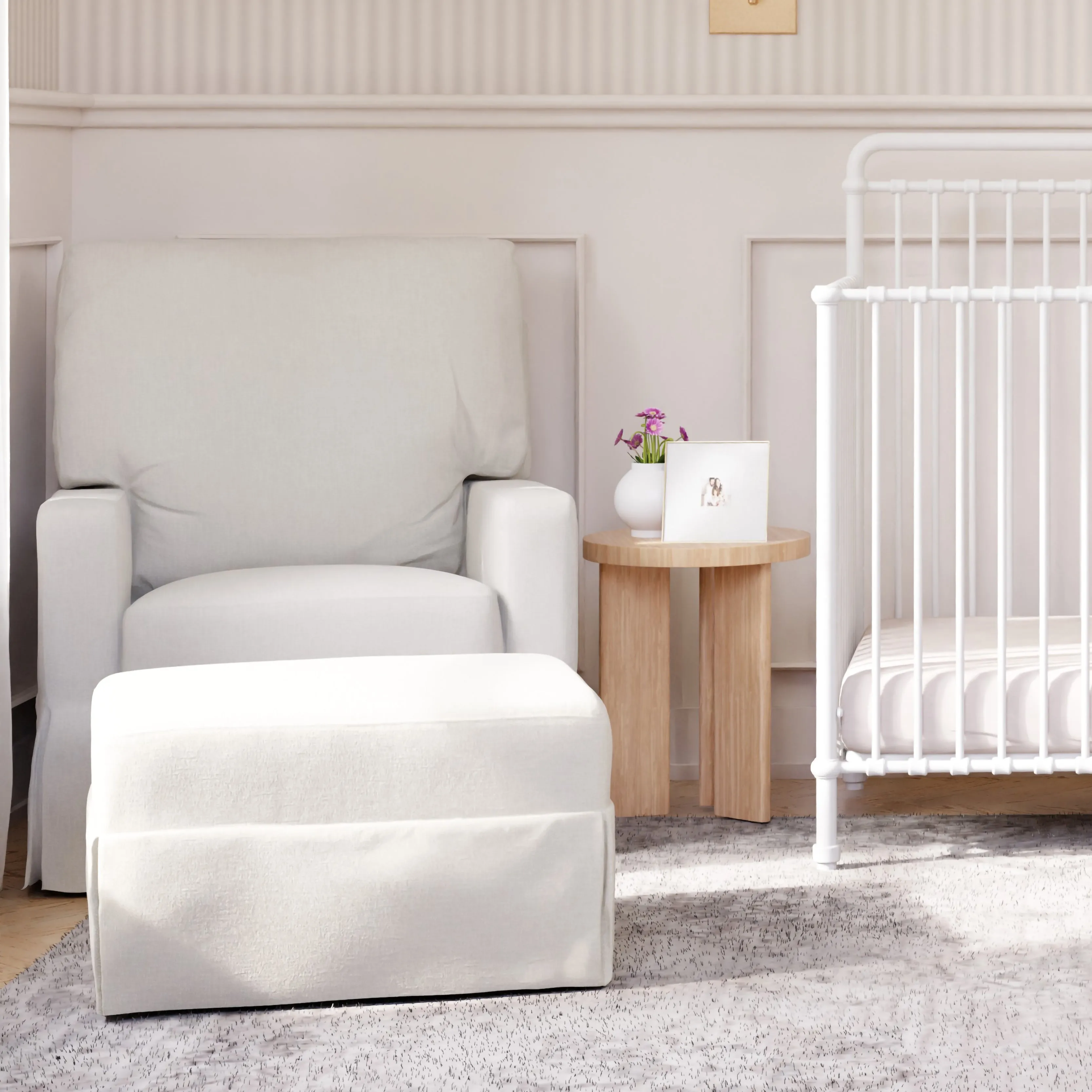 Crawford Pillowback Comfort Swivel Glider in Eco-Performance Fabric | Water Repellent & Stain Resistant