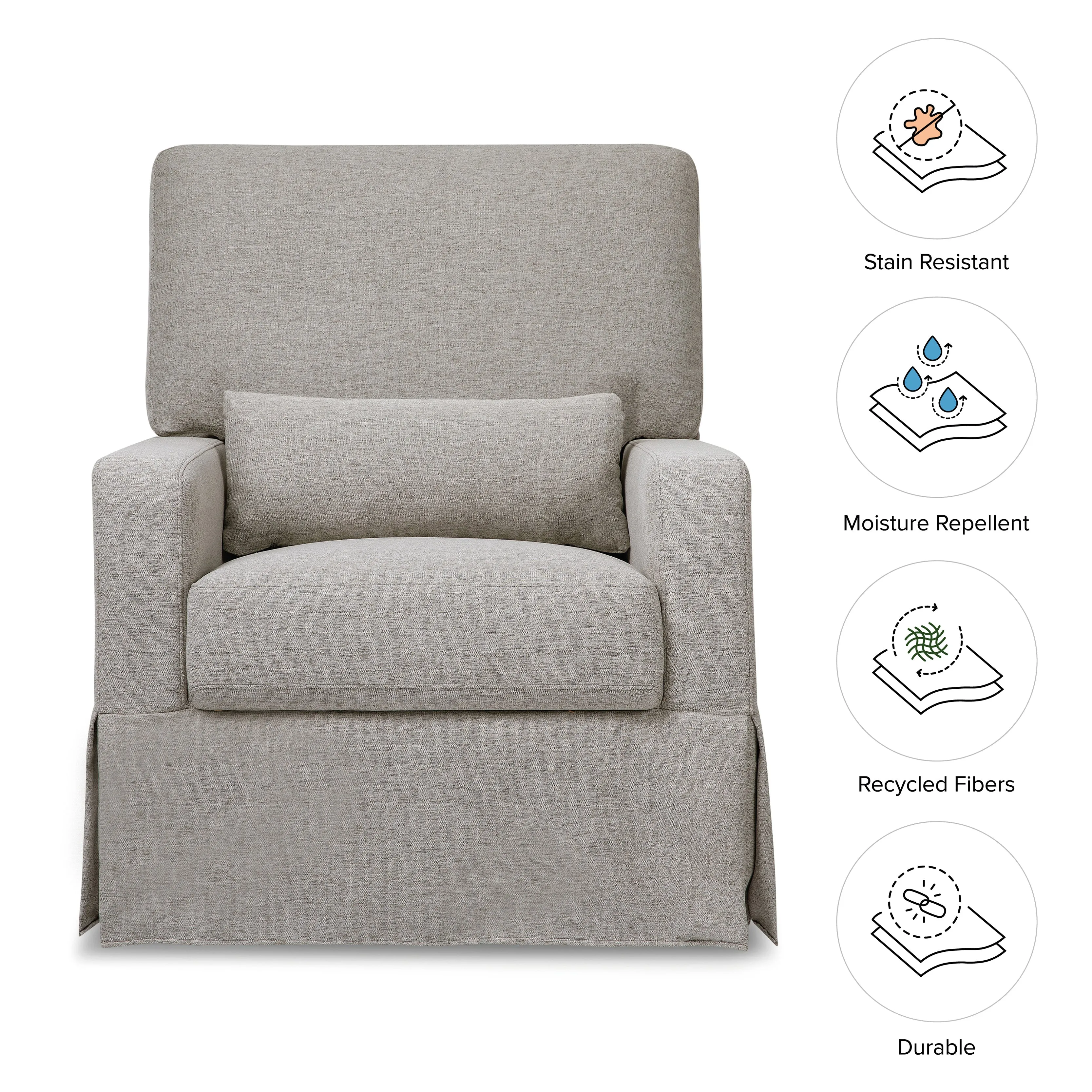 Crawford Pillowback Comfort Swivel Glider in Eco-Performance Fabric | Water Repellent & Stain Resistant