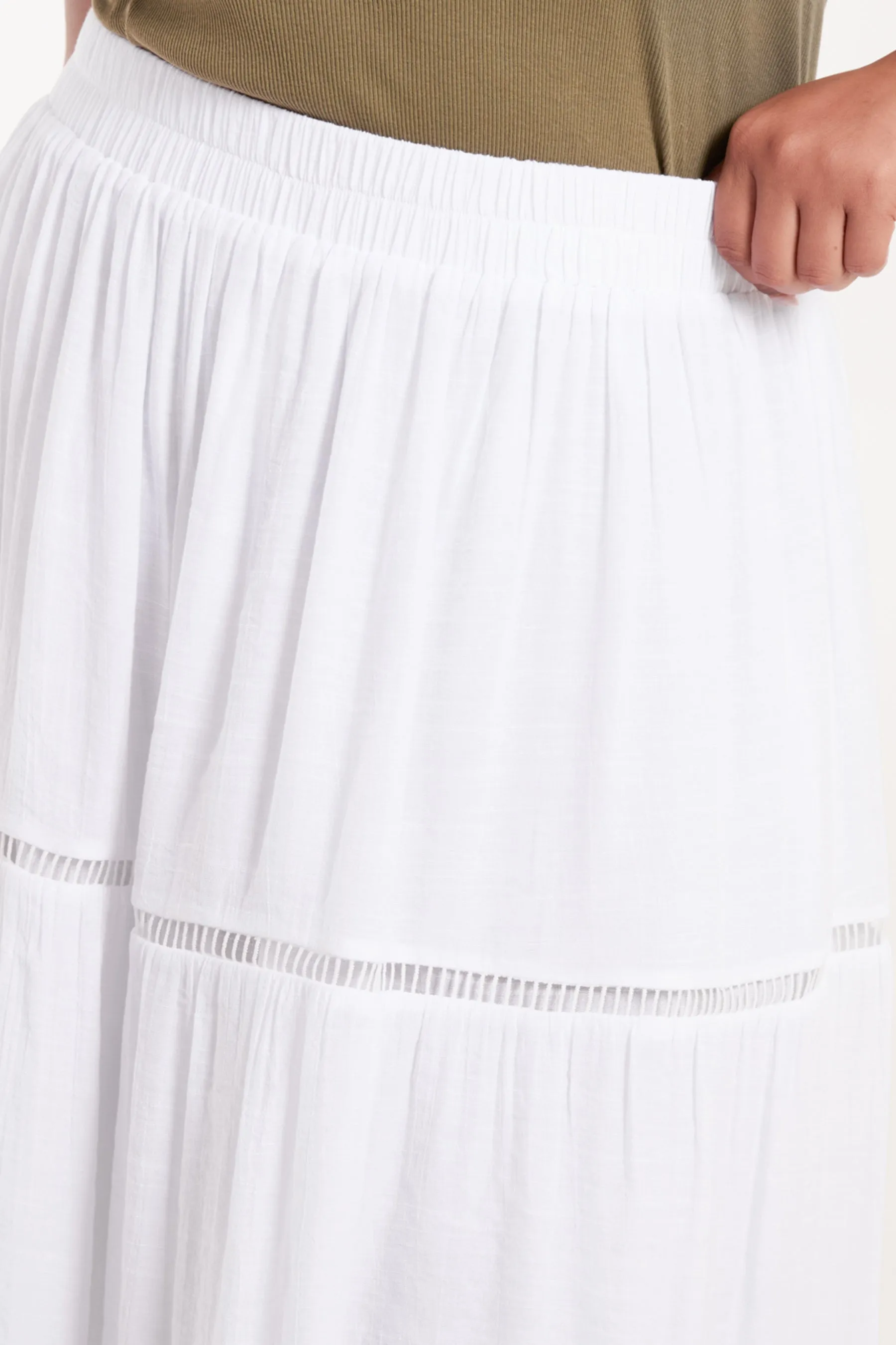 Curve Ladder Trim Maxi Skirt