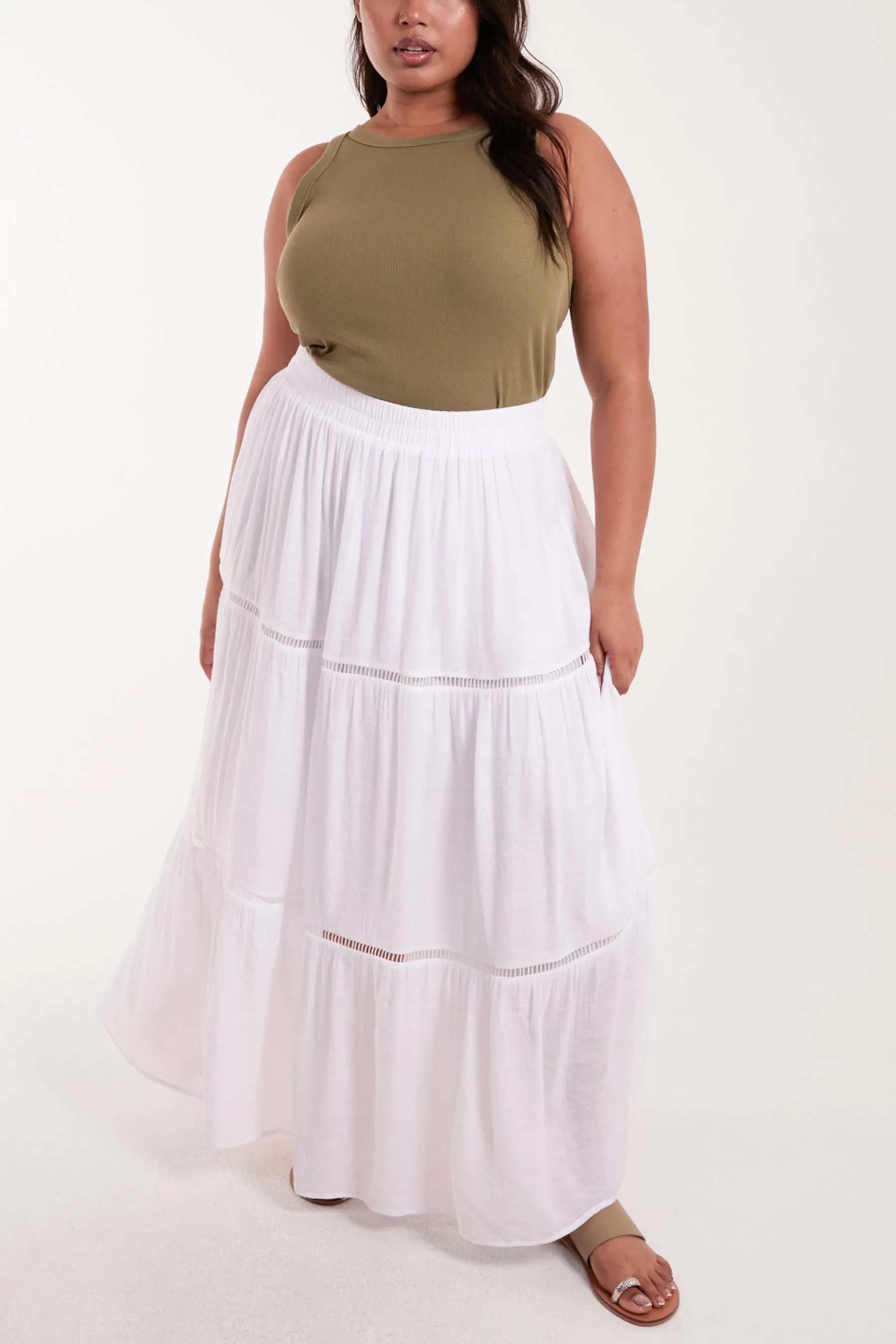 Curve Ladder Trim Maxi Skirt