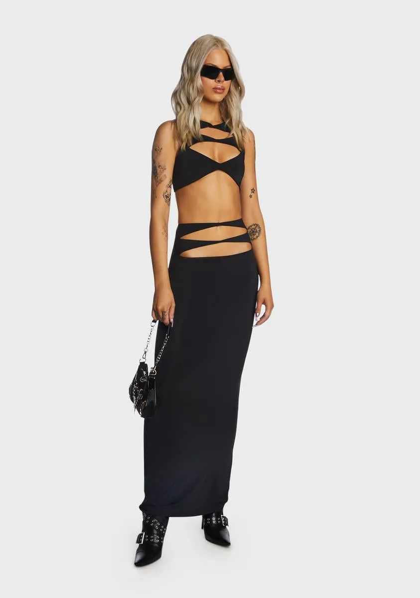 Cut Out Crop Top And Maxi Skirt Set
