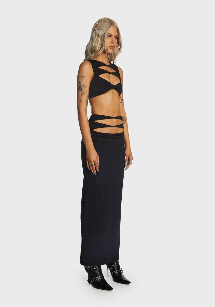 Cut Out Crop Top And Maxi Skirt Set