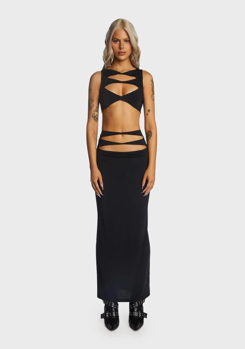 Cut Out Crop Top And Maxi Skirt Set