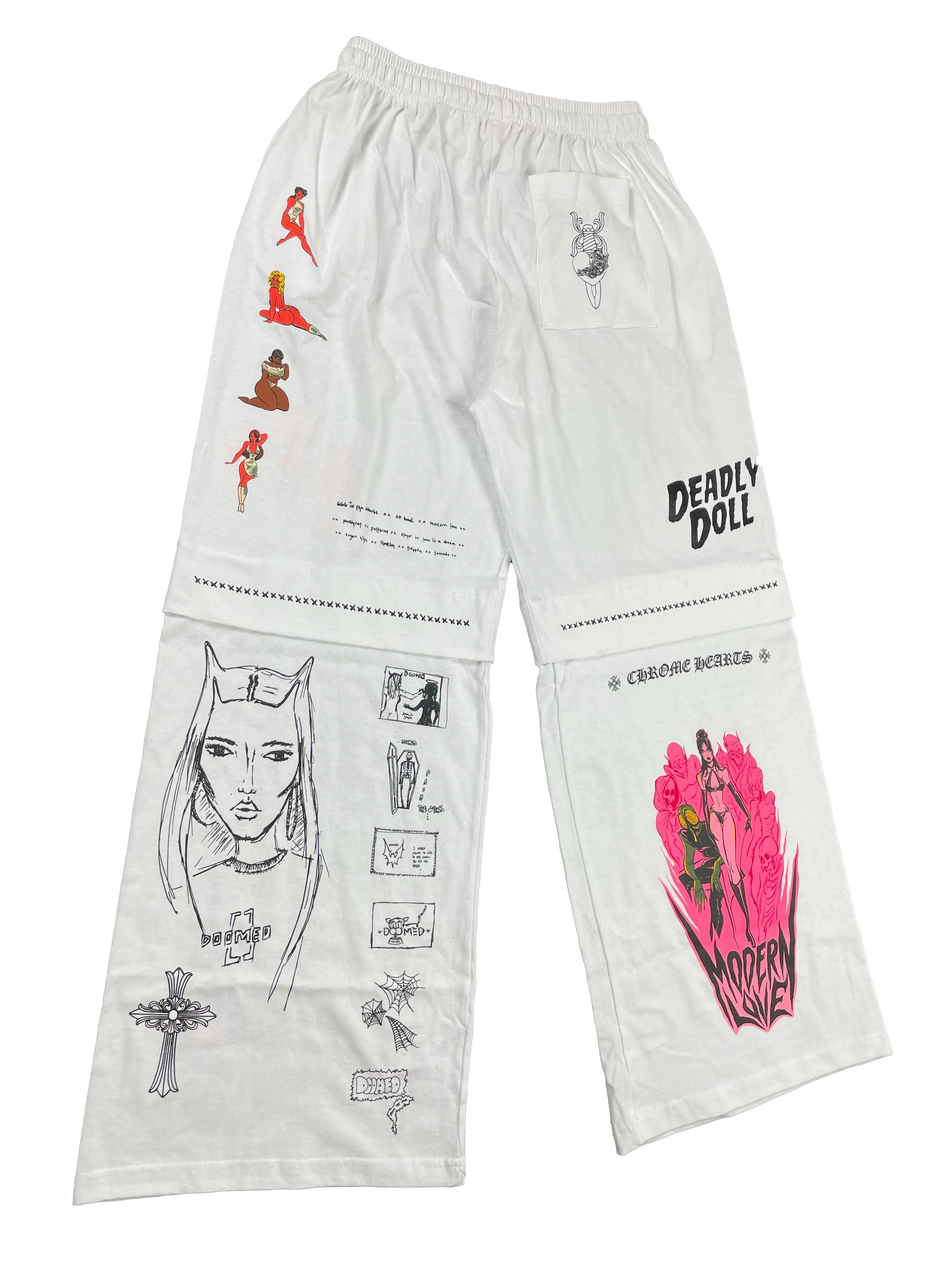 Deadly Doll Pink Cross Comic Flare Sweatpants