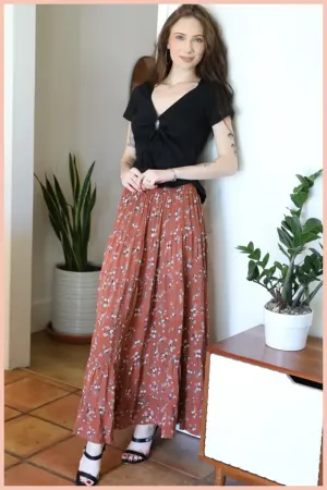 Ditsy Print High Slit Maxi Skirt | Final Sale