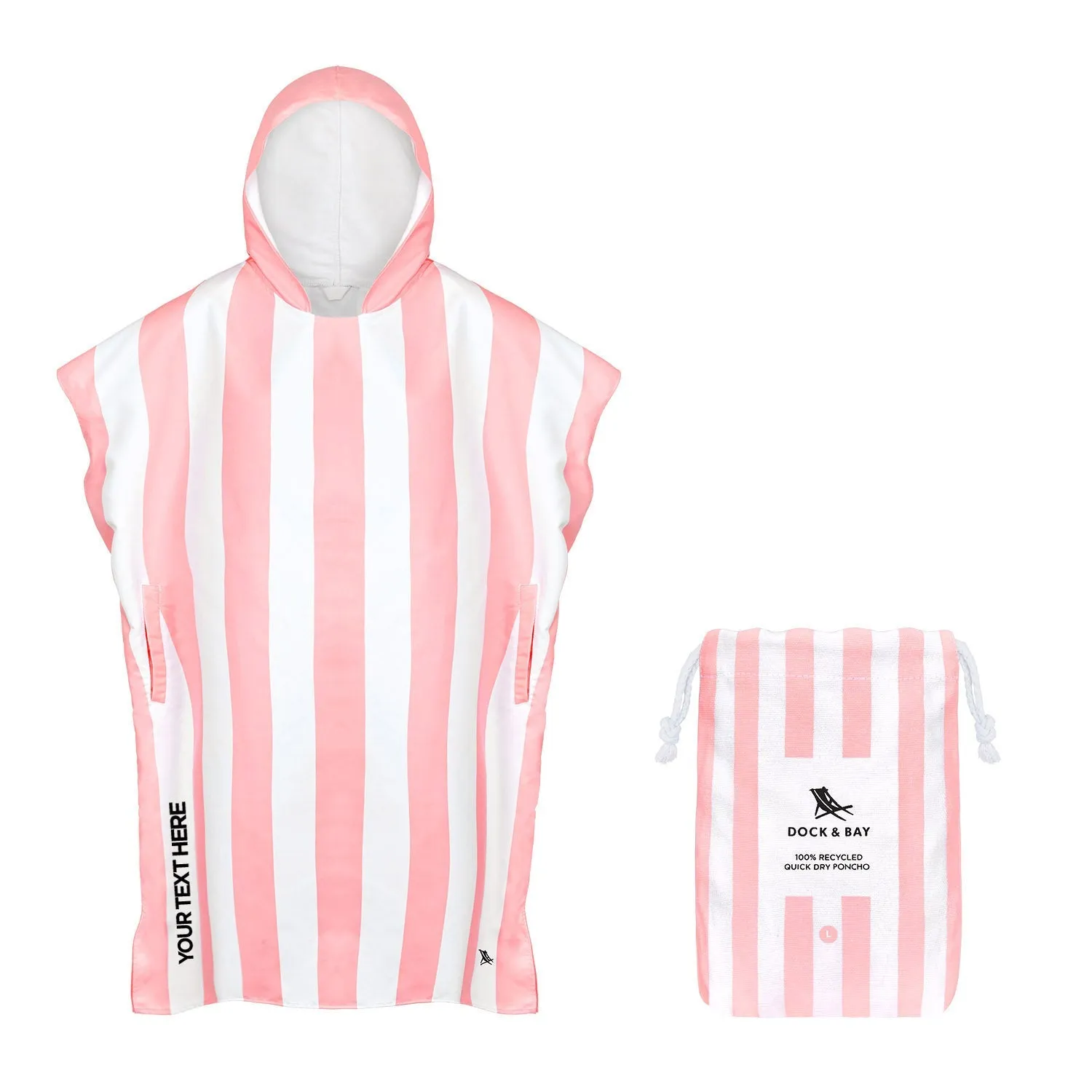 Dock & Bay Poncho Adults - Malibu Pink - Customised Embroidery Personalised for You