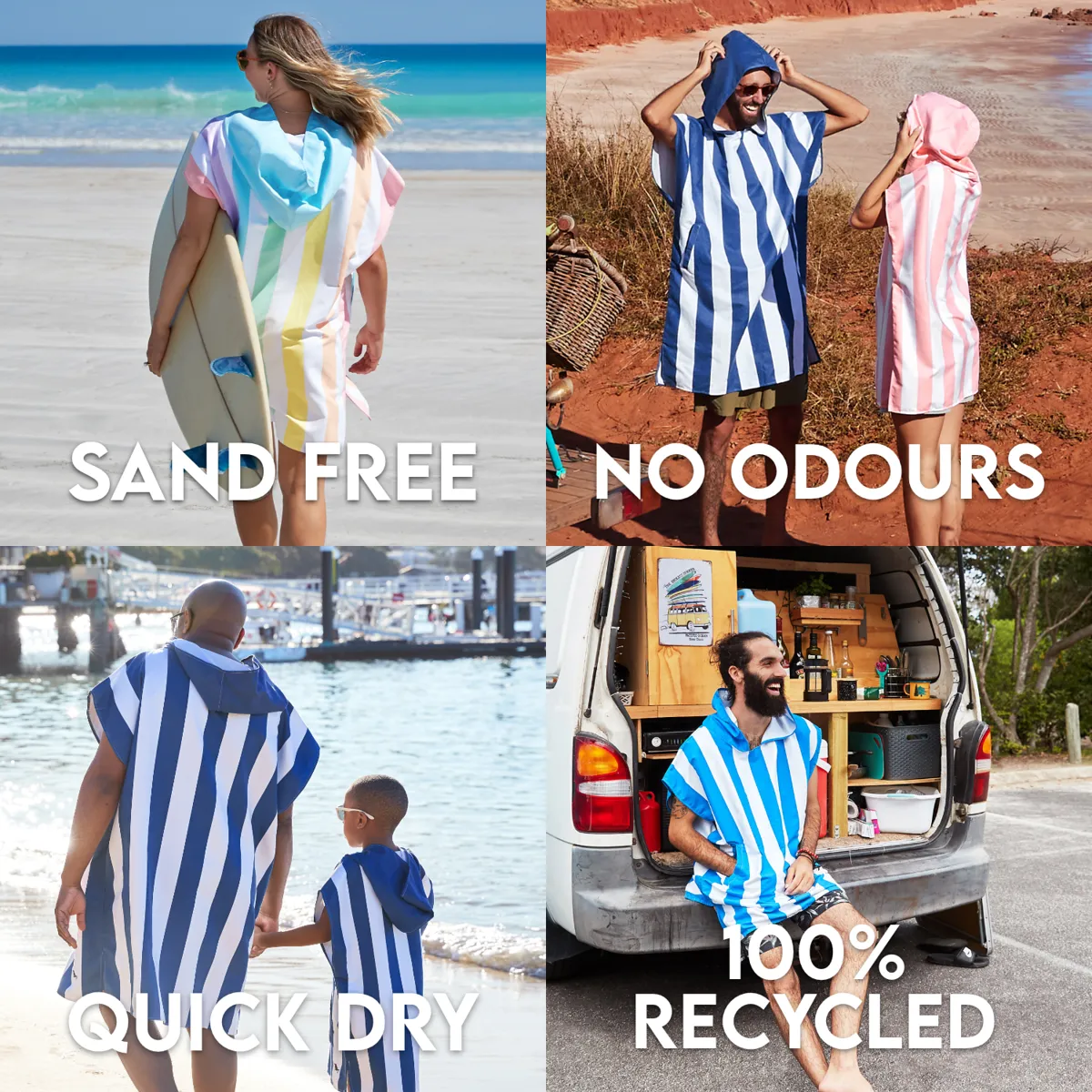 Dock & Bay Poncho Adults - Malibu Pink - Customised Embroidery Personalised for You