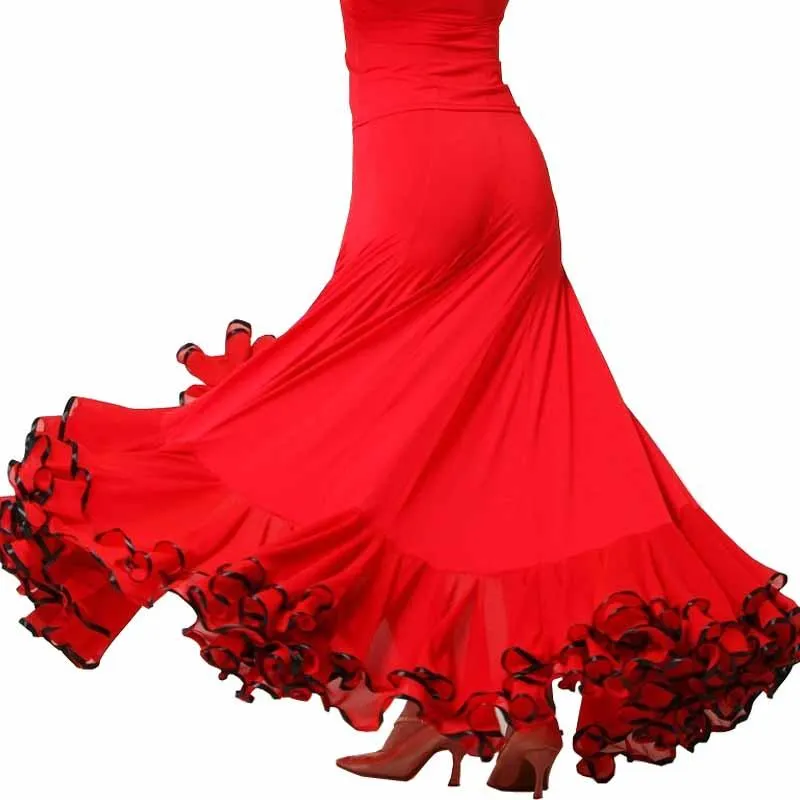Draped Maxi Ballroom Skirt with Trimming