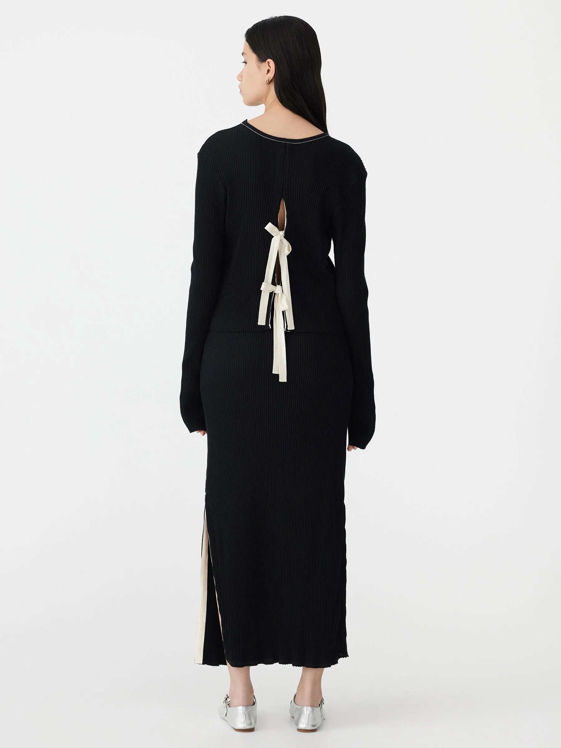 Drapey Rib Longerline Skirt