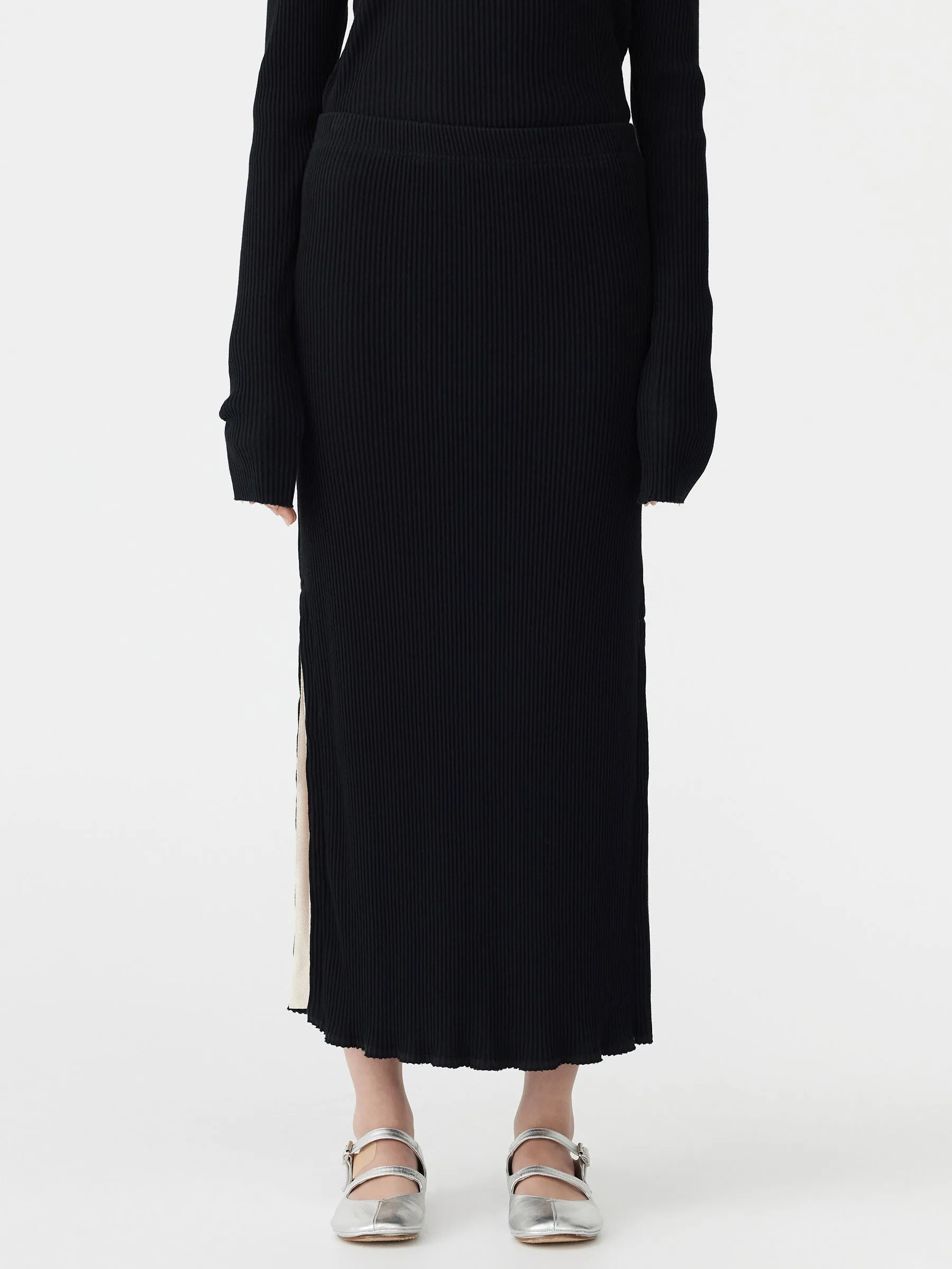 Drapey Rib Longerline Skirt