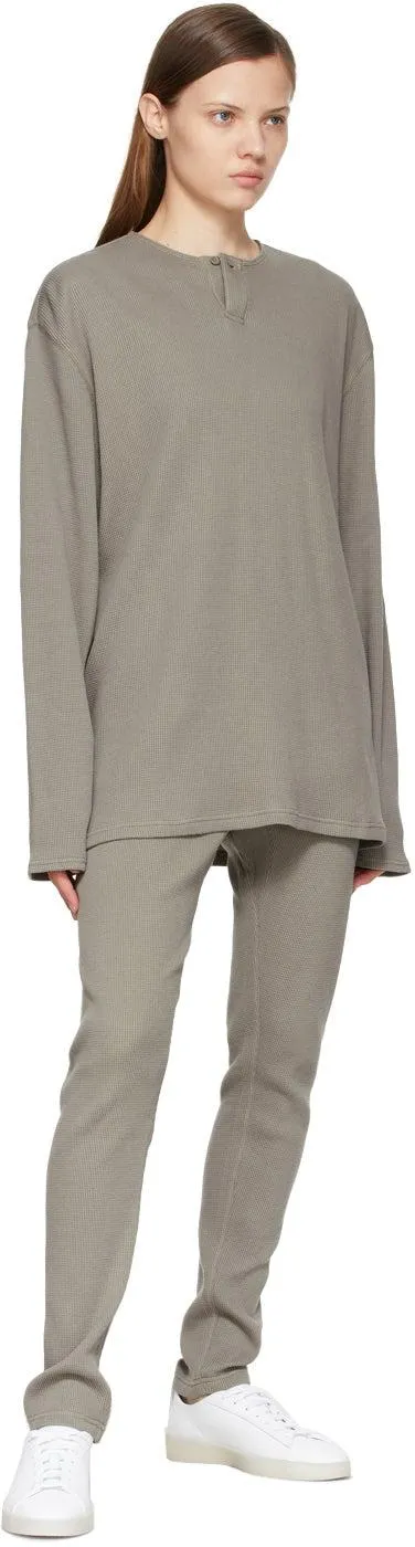 Essentials Grey Thermal Waffle Logo Lounge Pants