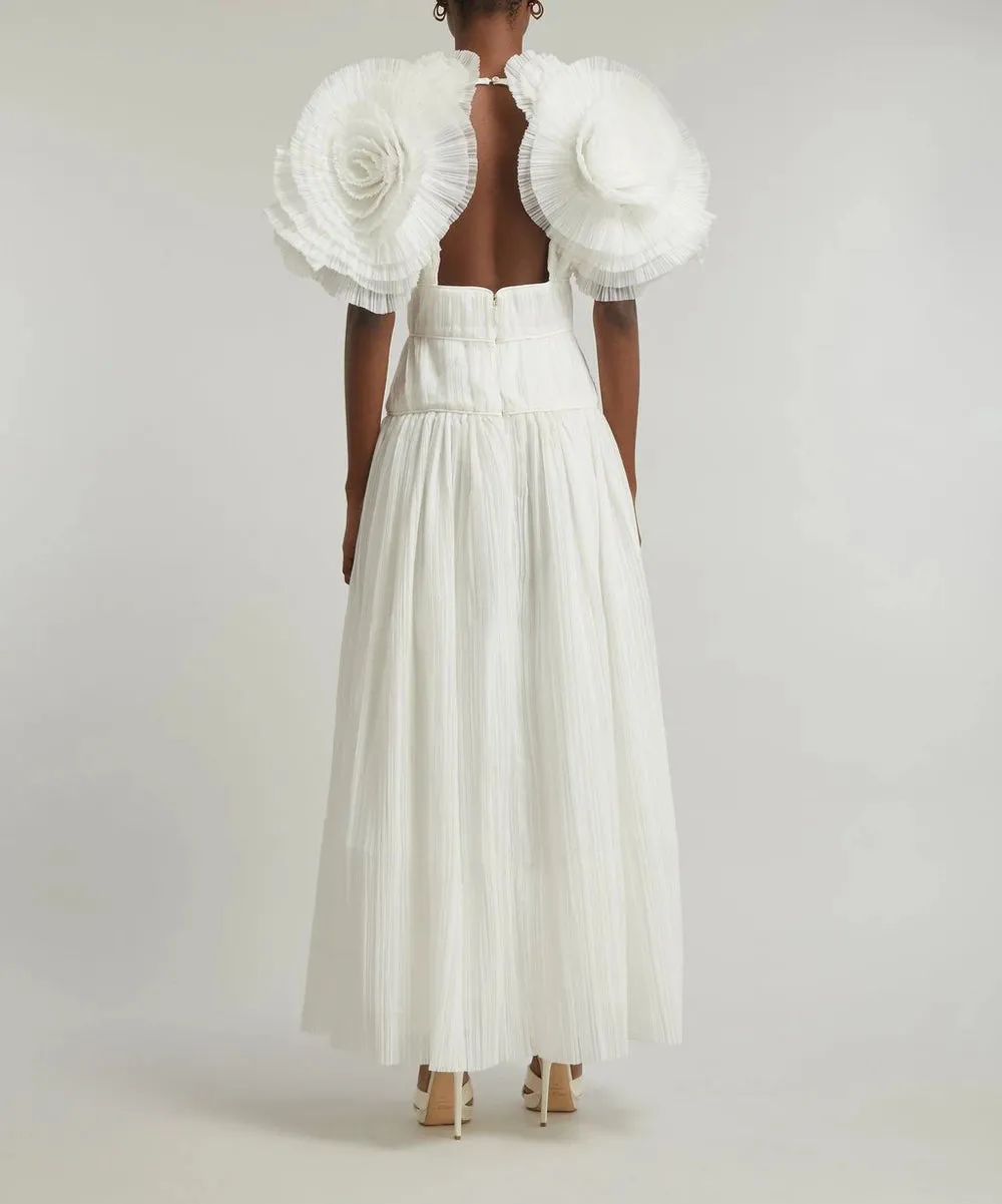 Expressive Pleated Maxi-Dress