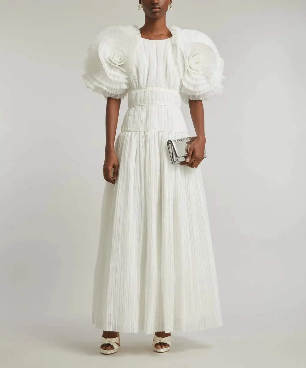 Expressive Pleated Maxi-Dress