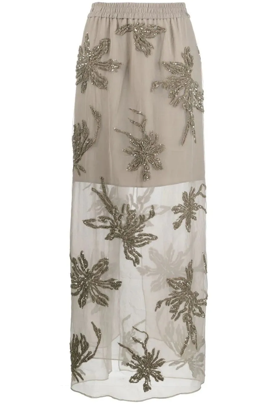 Flower Embellished Maxi Skirt