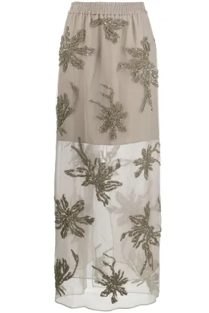 Flower Embellished Maxi Skirt