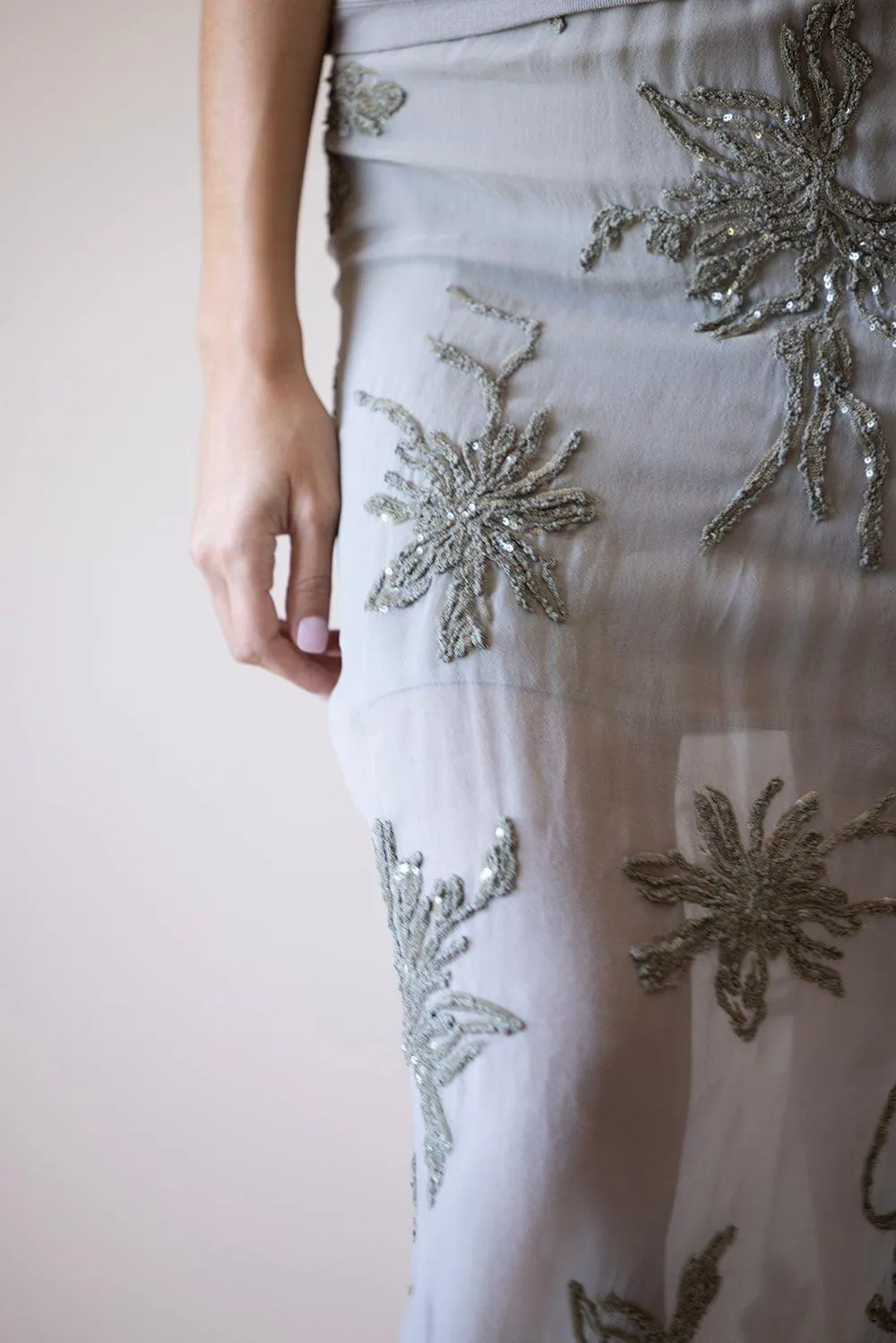 Flower Embellished Maxi Skirt