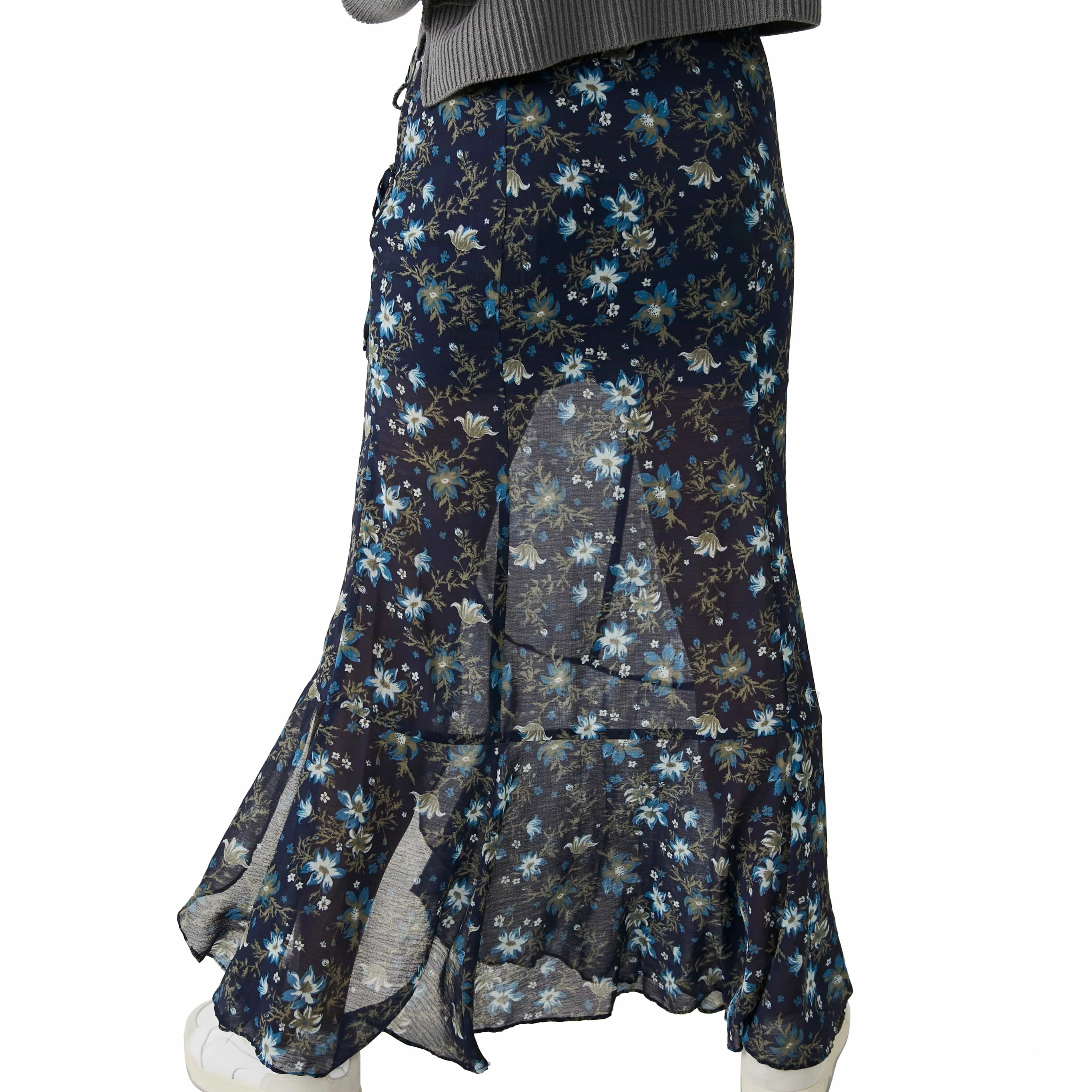Free People Femme Edge Maxi Skirt Navy