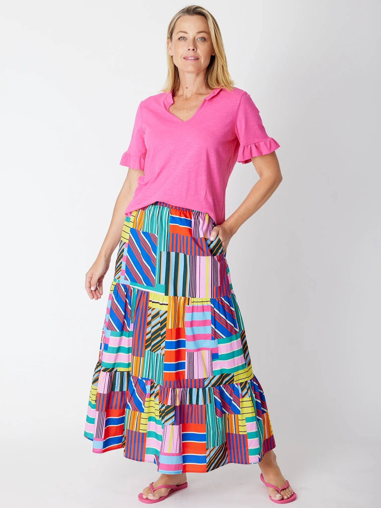 Geo Brights Cotton Skirt - 30138 Pink Multi