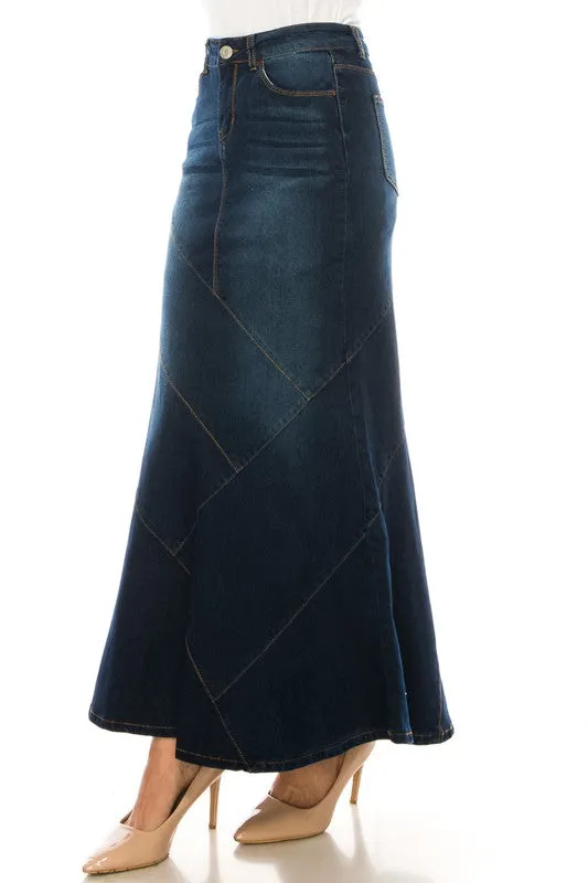 Ghazala Dark Maxi Denim Skirt