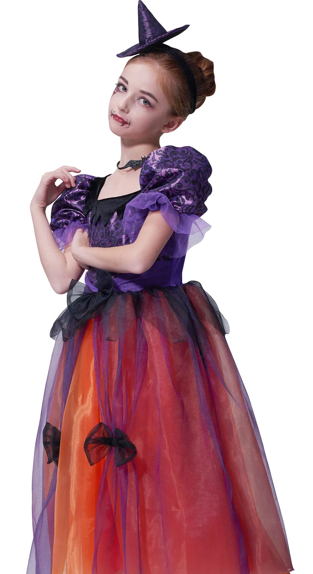 Girls Witch Costume For Halloween Deluxe Party Dress for Kids