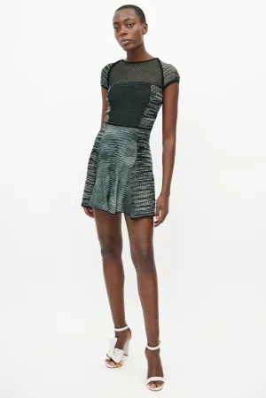Green & White Mesh Knit Dress
