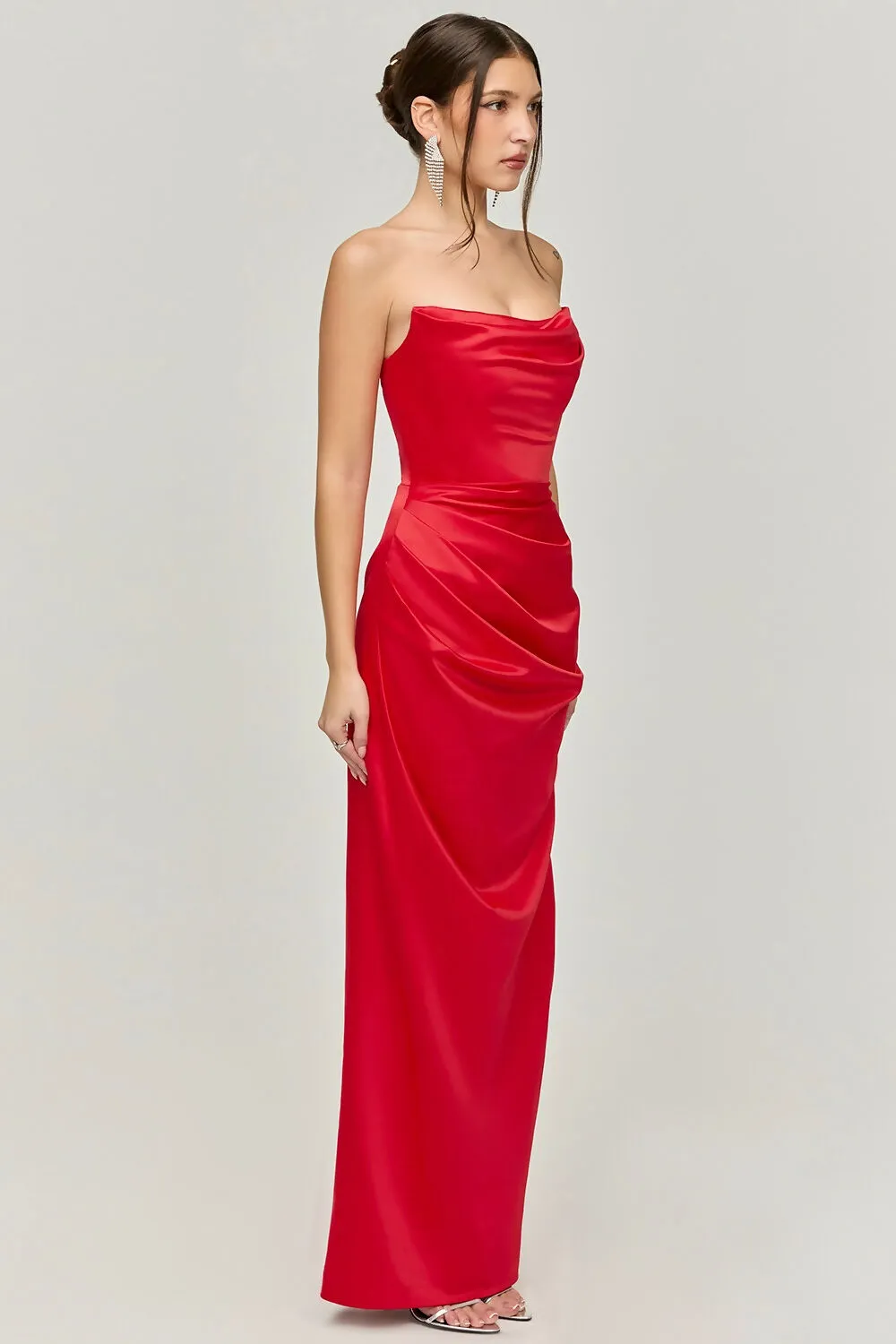 House of CB Adrienne Satin Strapless Gown Red Size S / AU 8