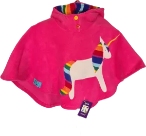 Kids Fleece Poncho - Pink Horse
