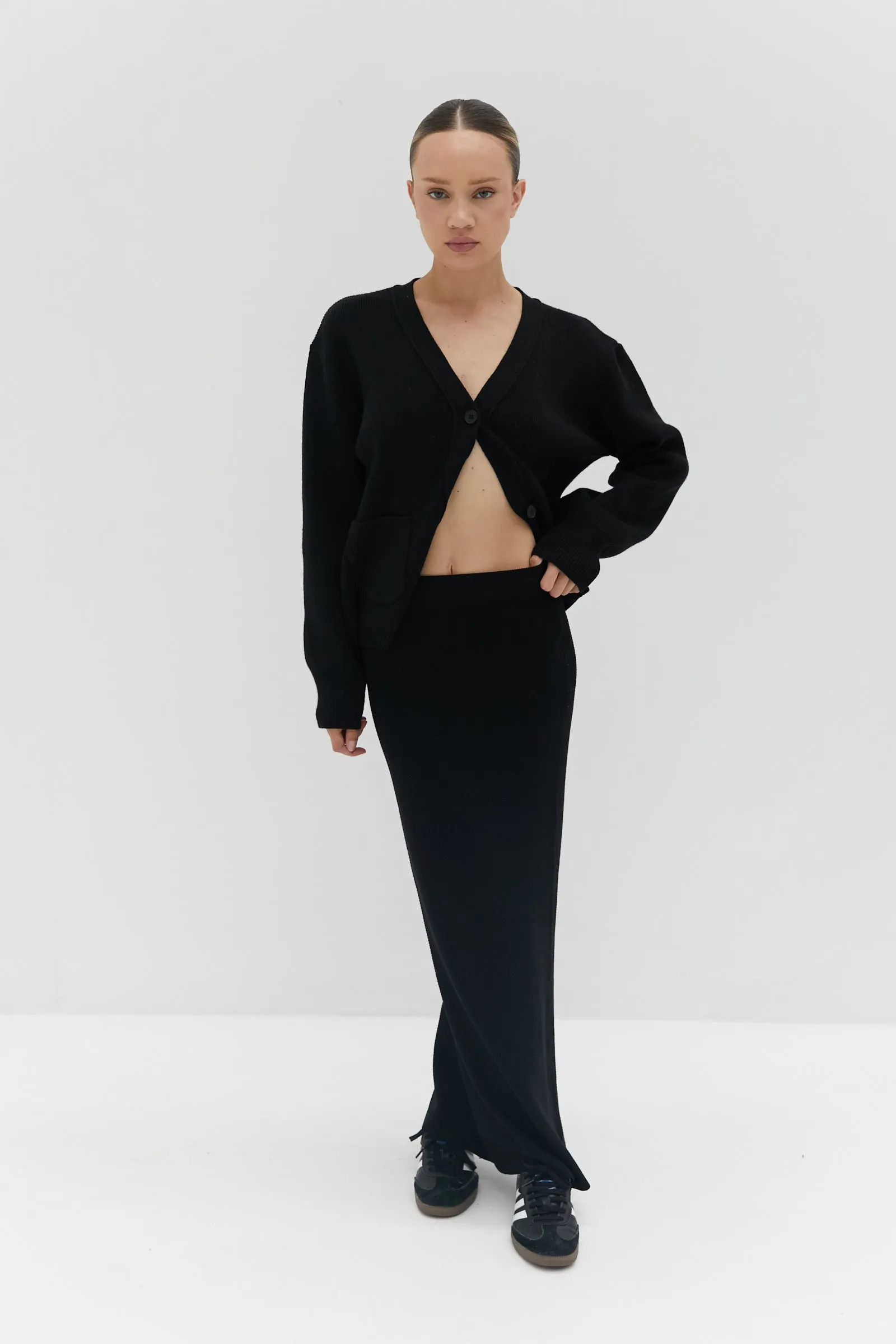 Knit Maxi Skirt - Black