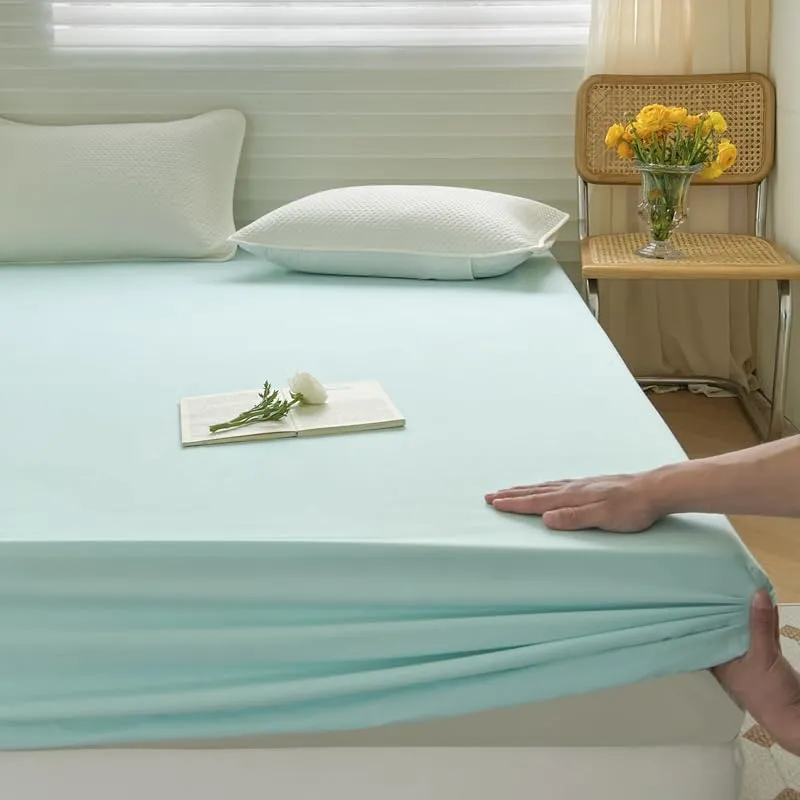 Kuber Industries Double Bed Mattress ProtectorBed Protecter with Elastic 150x200 CM (Light Green)