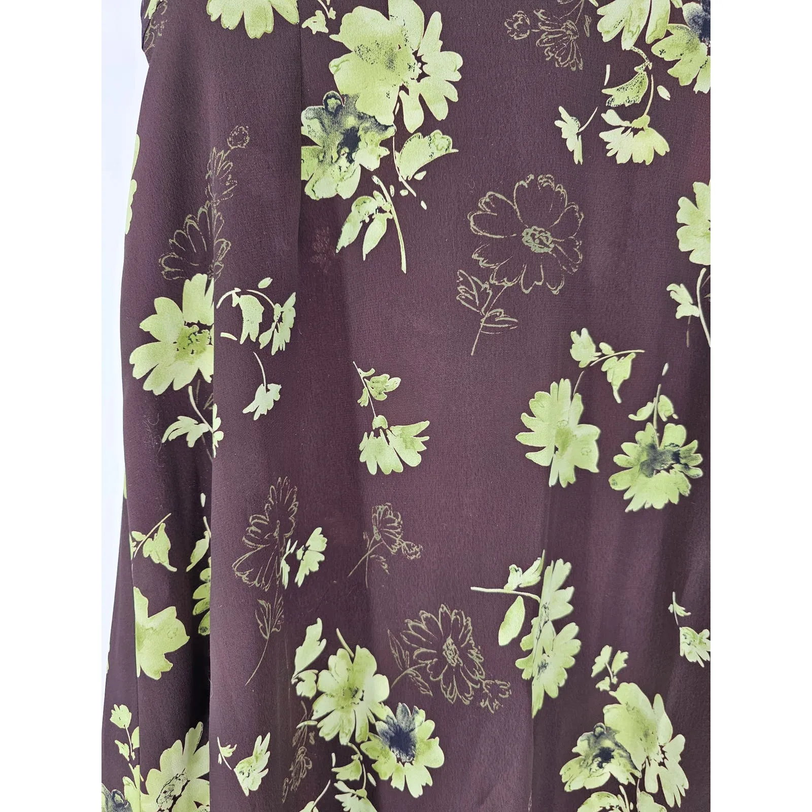Lane Bryant Womens Sz 14/16 Full Length Maxi Skirt Brown Green Floral Y2K