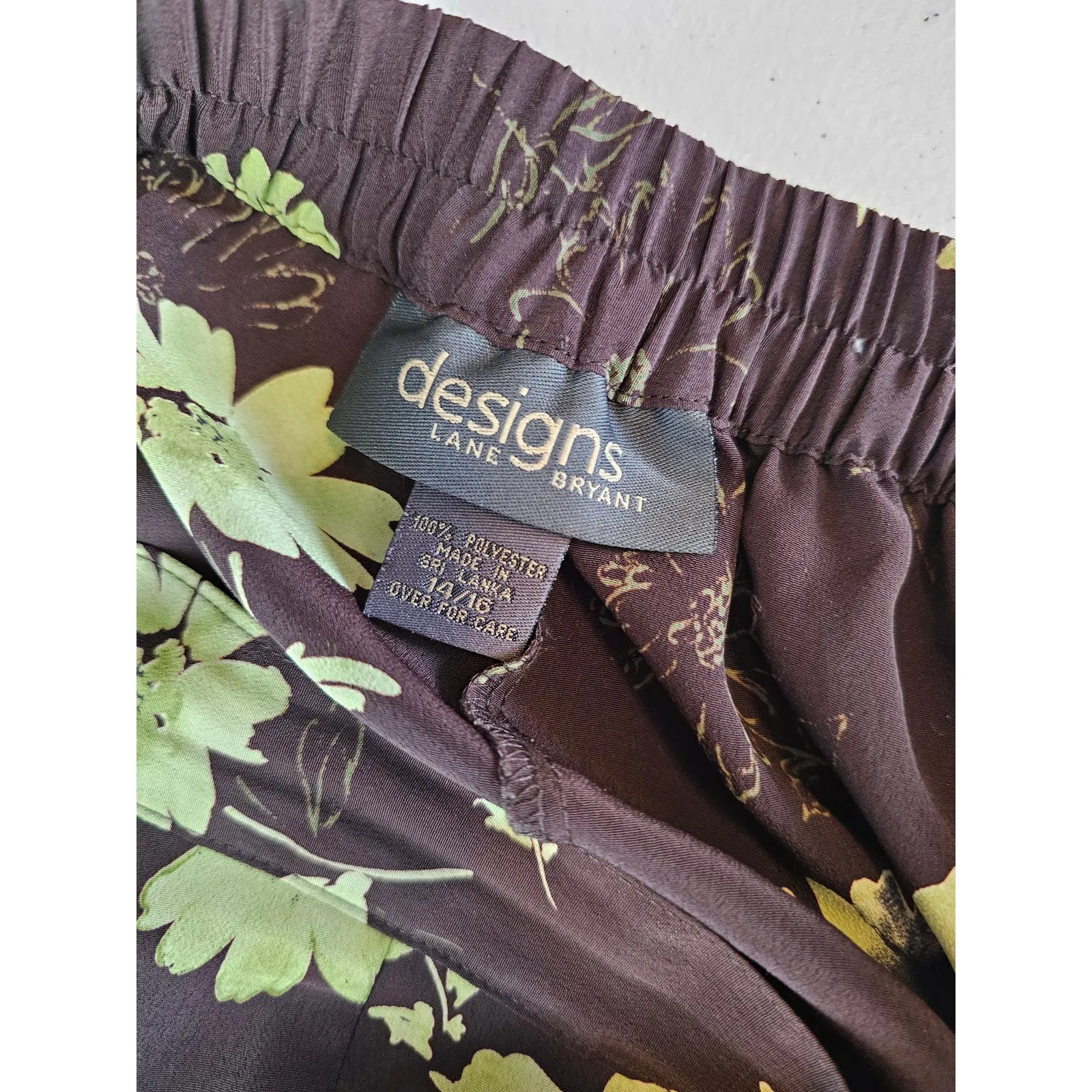 Lane Bryant Womens Sz 14/16 Full Length Maxi Skirt Brown Green Floral Y2K