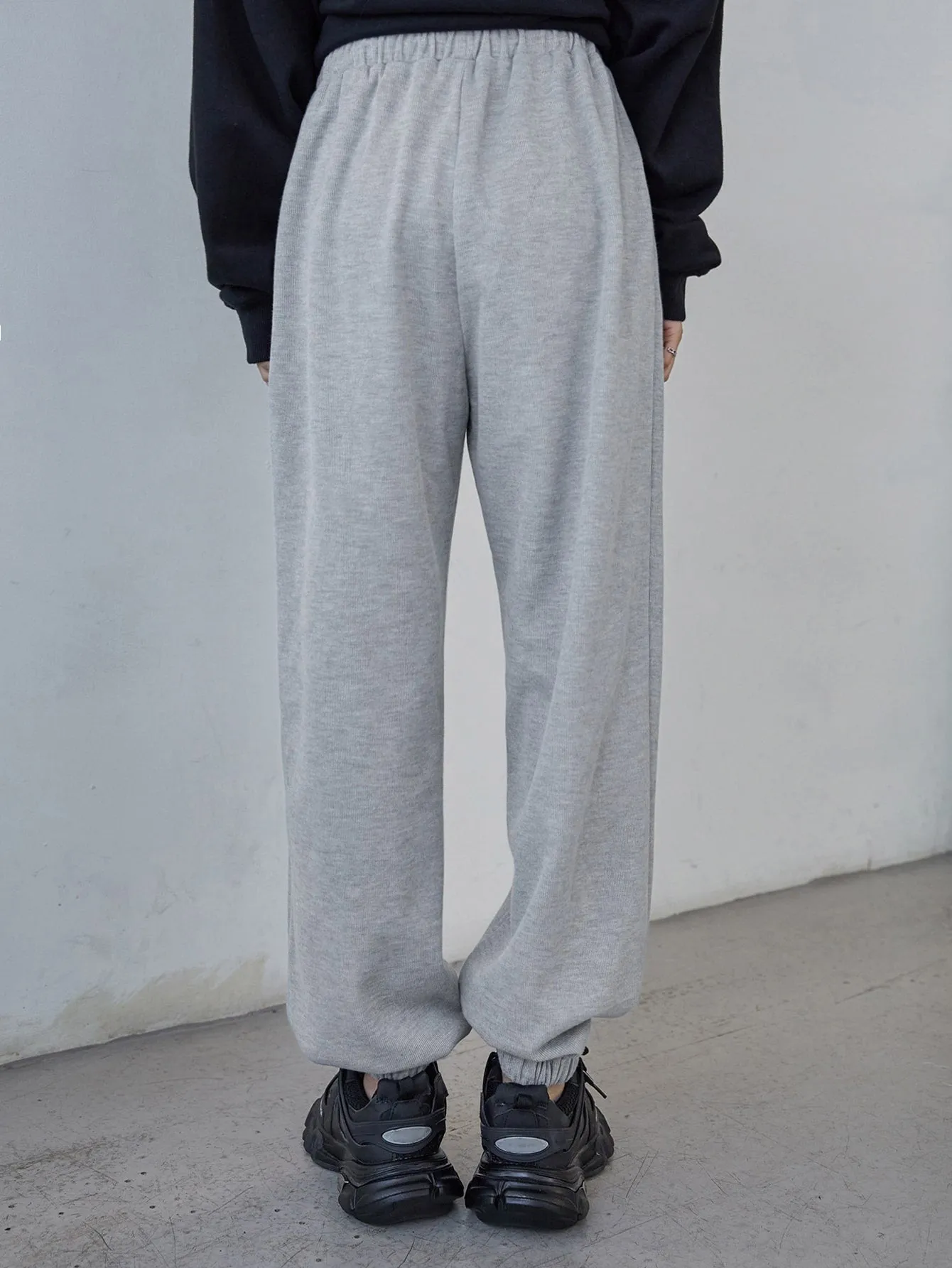 Letter Drawstring Natural Long Women Sweatpants