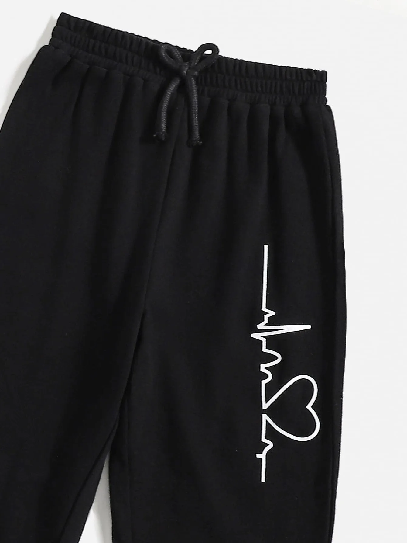 Letter Tie Front Natural Long Women Sweatpants