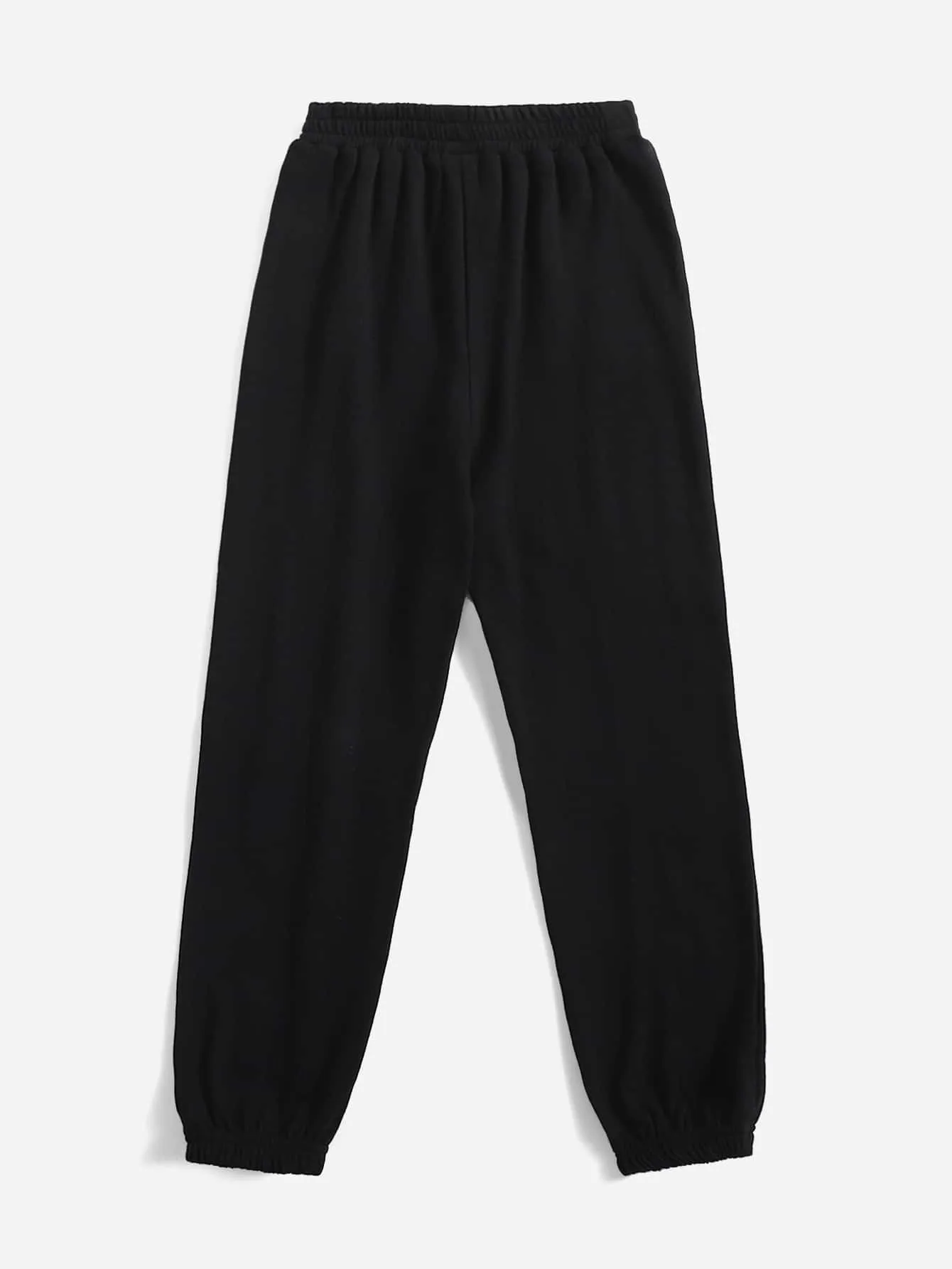 Letter Tie Front Natural Long Women Sweatpants