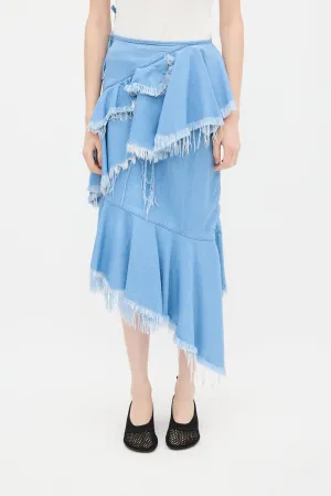 Light Wash Ruffled Denim Skirt