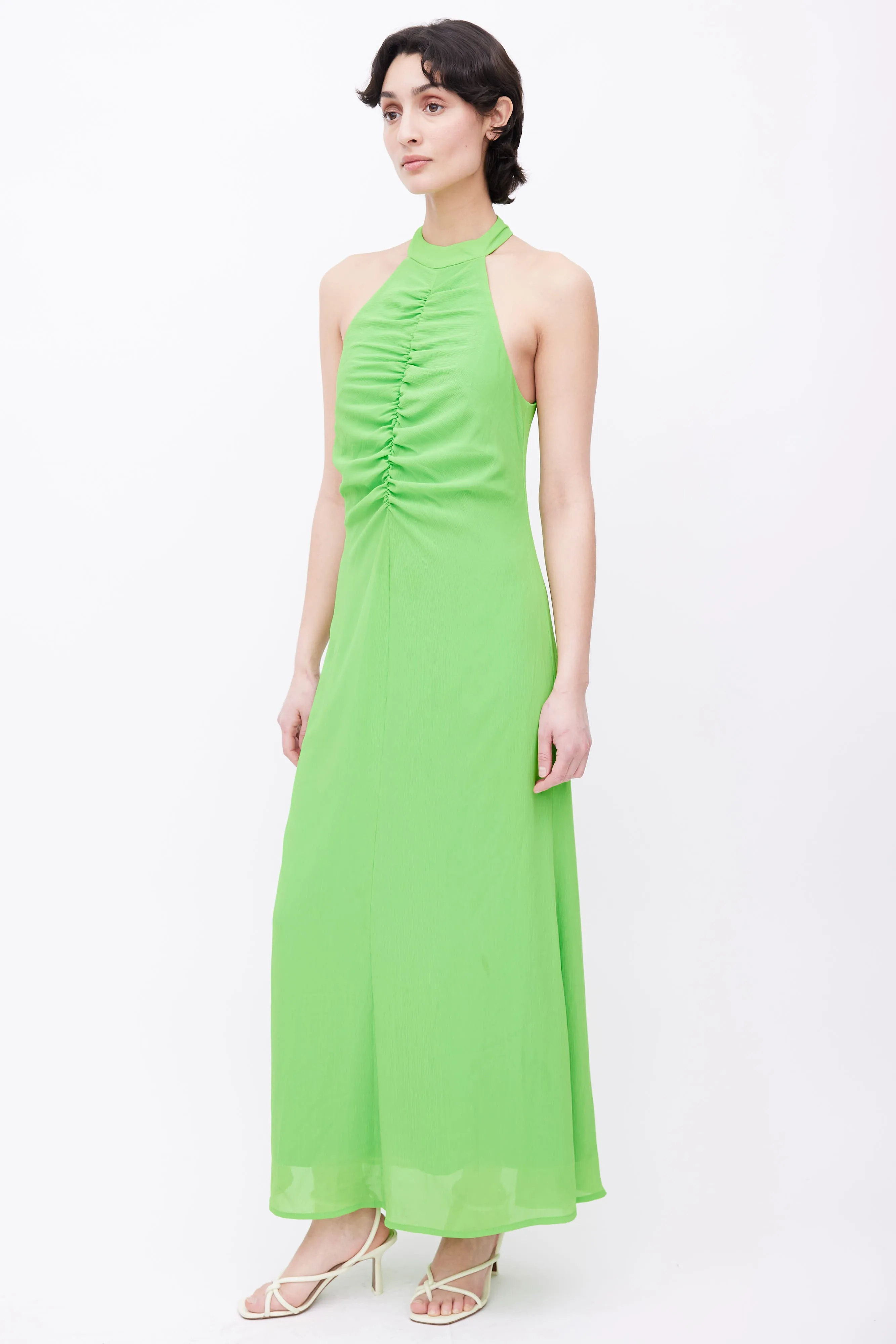 Lime Green Halter Neck Maxi Dress