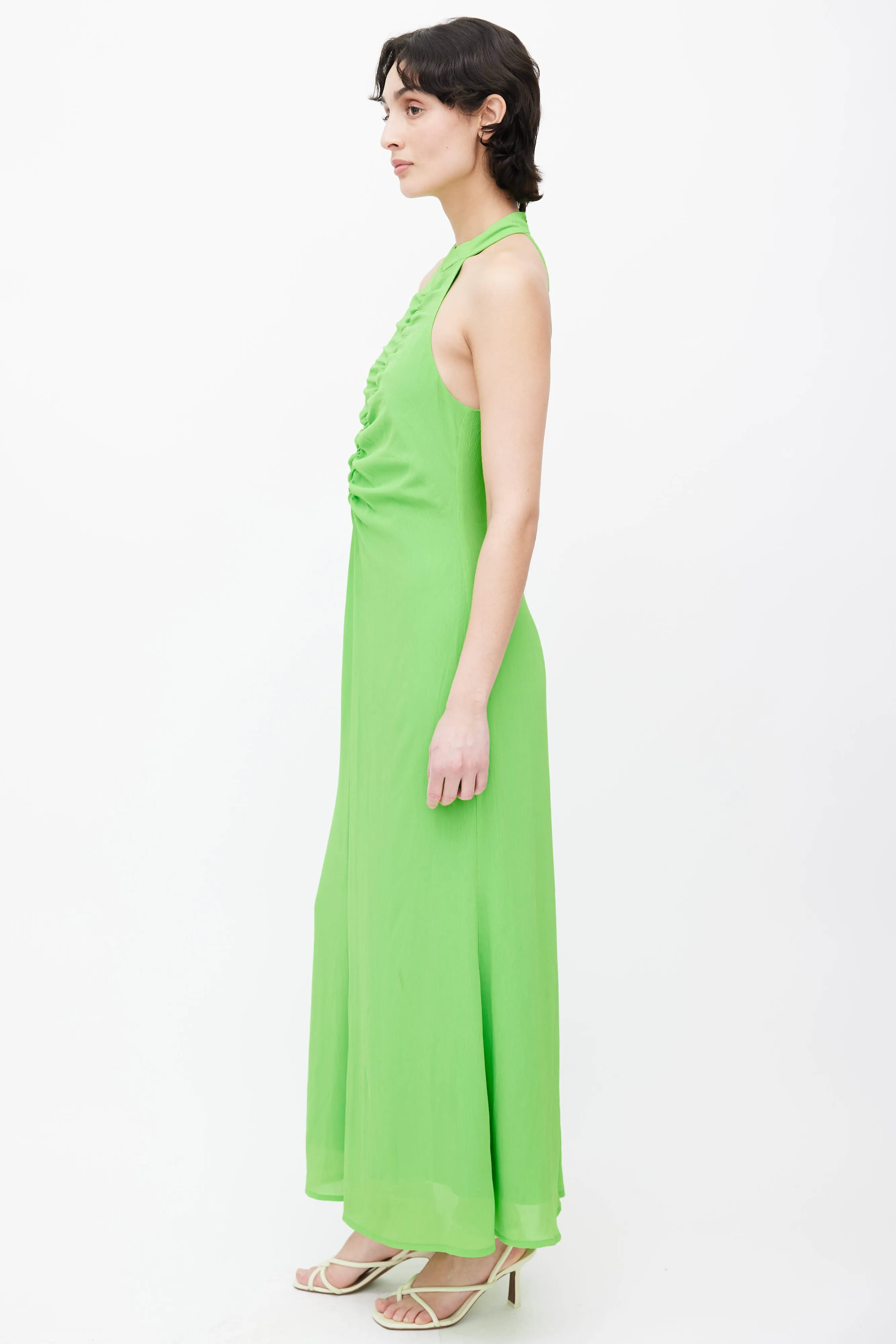 Lime Green Halter Neck Maxi Dress