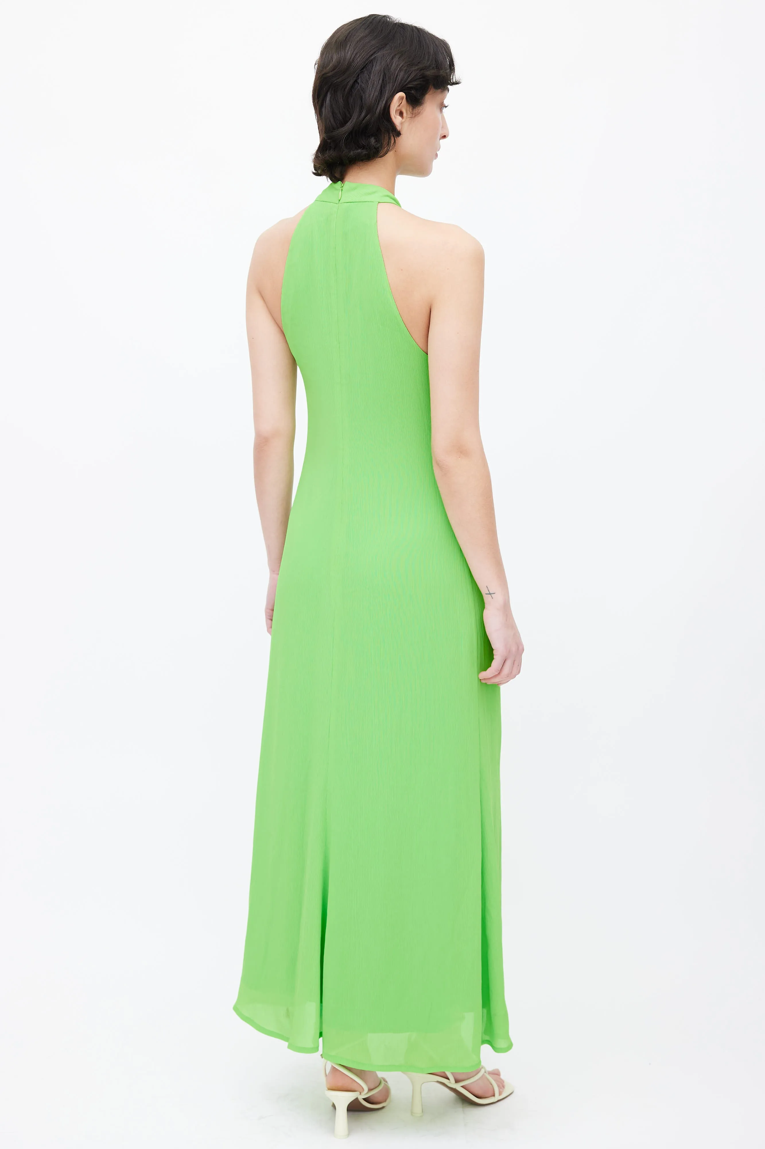 Lime Green Halter Neck Maxi Dress