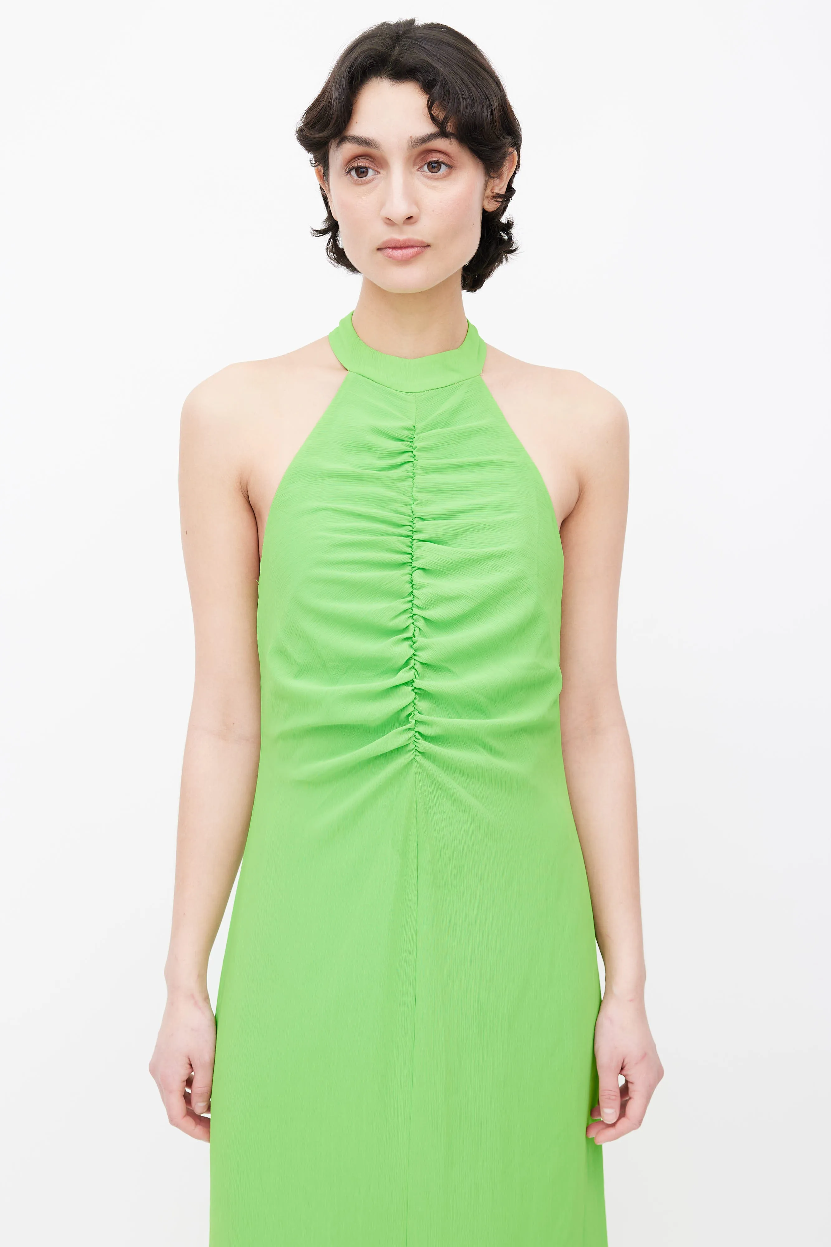 Lime Green Halter Neck Maxi Dress