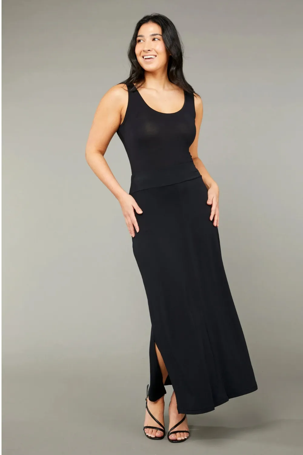 Long Panel Skirt- Black