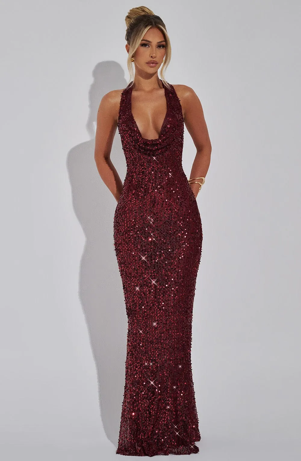 Lorena Maxi Dress - Wine Lined