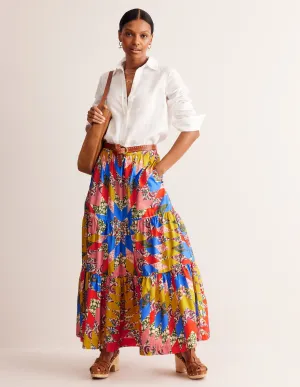 Lorna Tiered Maxi Skirt-Multi, Patchwork Floral