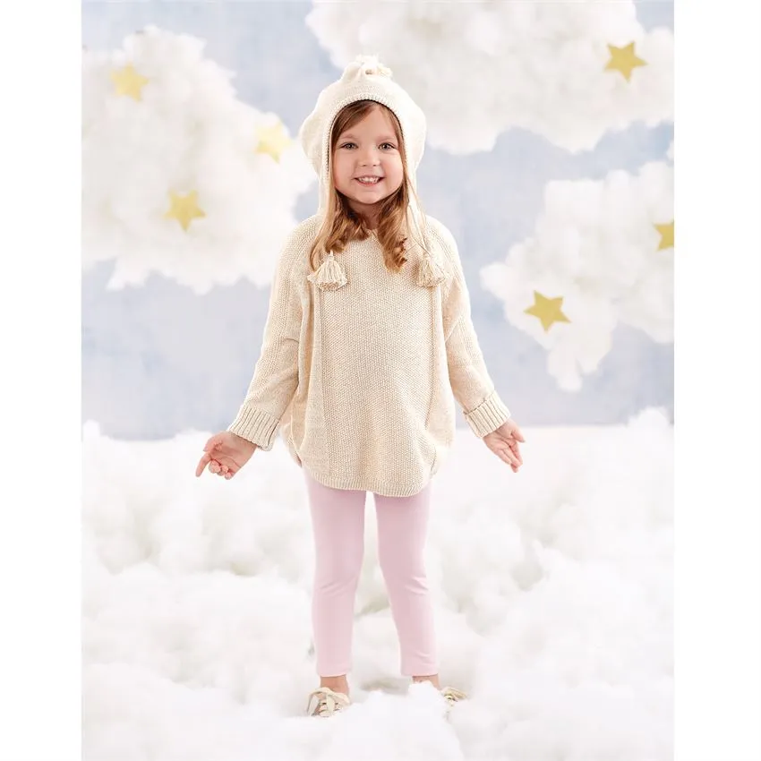 Lurex Knit Poncho Sweater